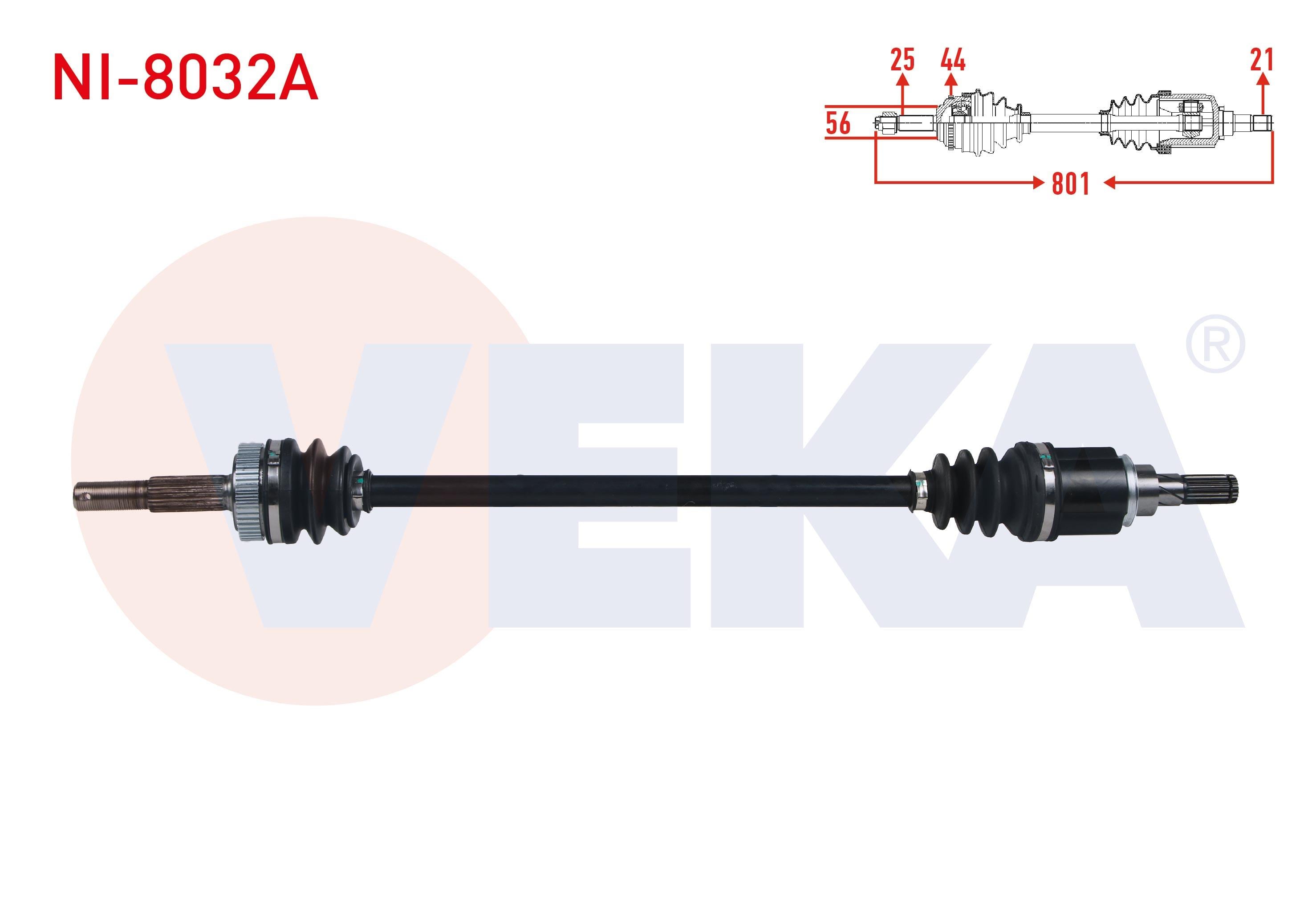 KOMPLE AKS SOL-SAG ARKA NISSAN QASHQAI (J11) 1.6 DCI 4X4 ABSLI 44 DIS UZUNLUK 801 mm 2014-/ NISSAN X-TRAIL (T31) 2.0 DCI 4X4 2007-2013 / NISSAN X-TRAIL (T31) 2.0i 4X4 2007-2013