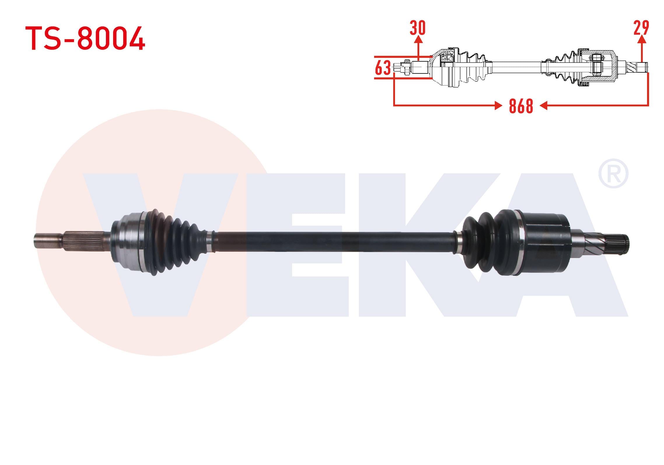 KOMPLE AKS SOL-SAG ARKA UZUNLUK 868mm TESLA MODEL S 2012- / MODEL X 2012-