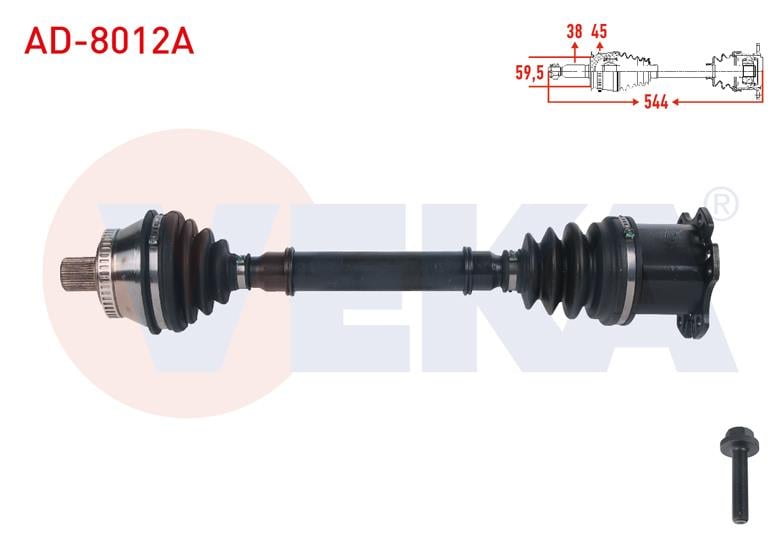 KOMPLE AKS SOL-SAG ON ABSLI 45 DIS UZUNLUK 544mm AUDI A6 (4B2, C5) 1.8 T - 2.4 - 2.8 - 1.9 TDI -2.5 TDI A-T 1997-2004