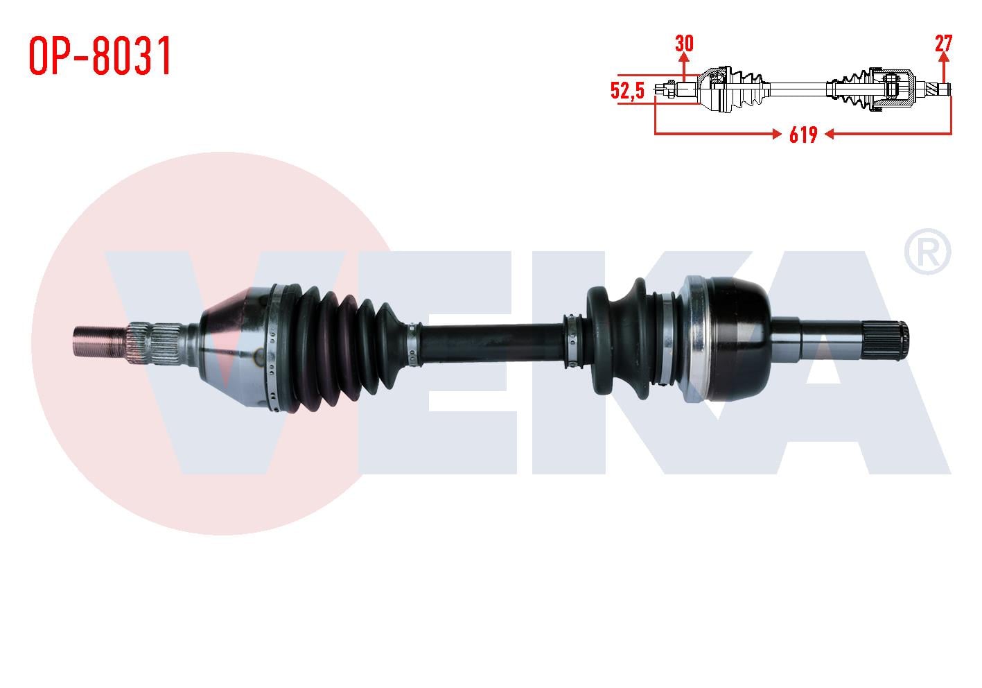 KOMPLE AKS SOL-SAG ON OPEL INSIGNIA 2.0 CDTI (A20DTH) A-T UZUNLUK 619mm 2008-