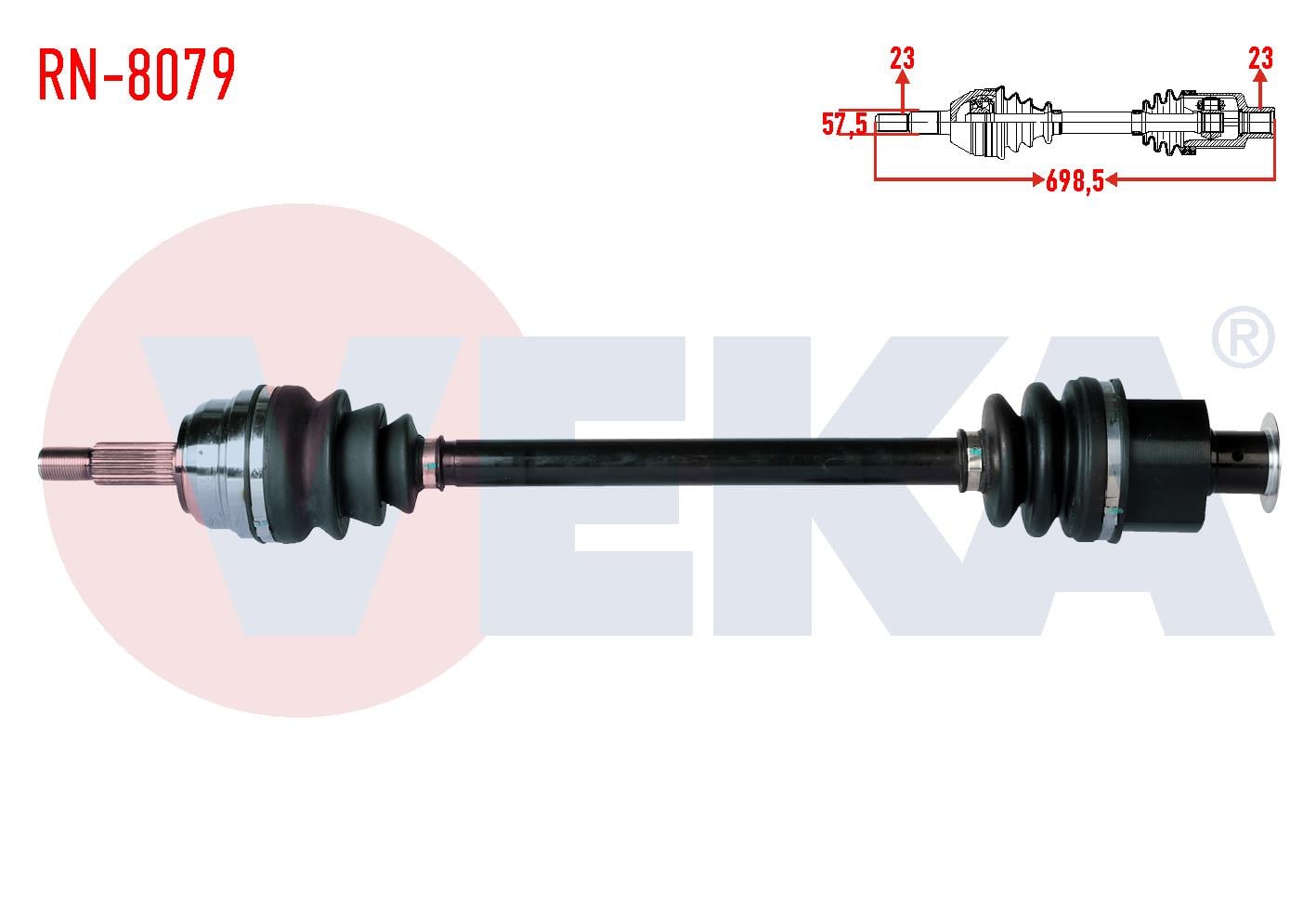 KOMPLE AKS SOL-SAG ON RENAULT R21 (B48,L48) CONCORDE 2.0 UZUNLUK 698,5mm 1986-1993