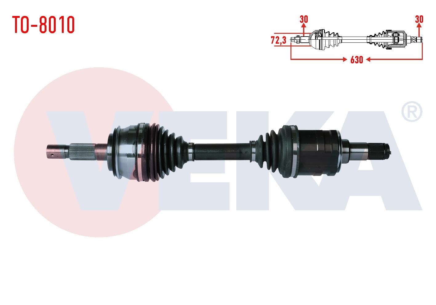 KOMPLE AKS SOL-SAG ON TOYOTA HI-LUX PICK UP (TGN1_, GGN2_, GGN1_, KUN2_, KUN1_) 2.5 D-4D 4X4 UZUNLUK 630mm 2005-2011
