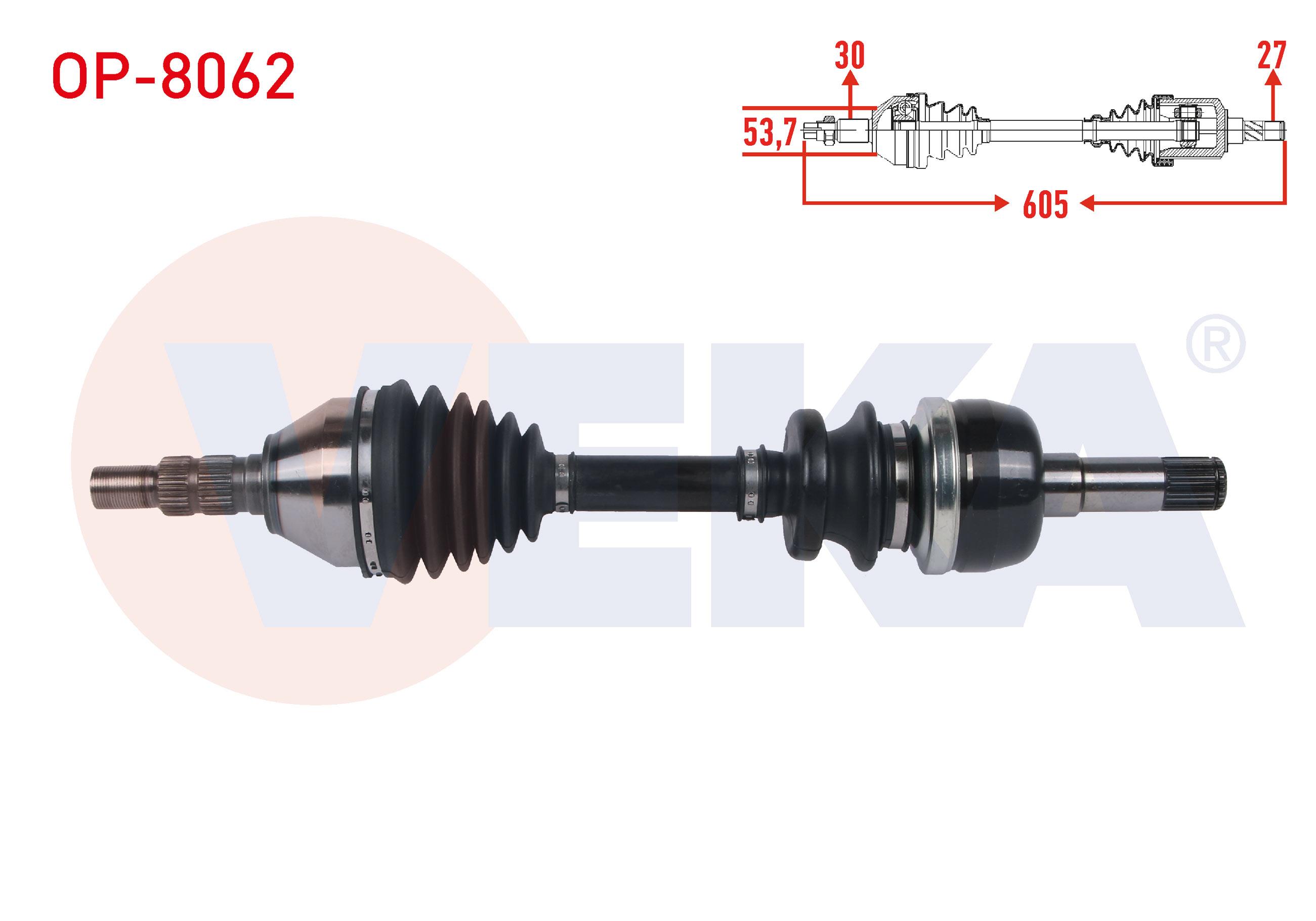 KOMPLE AKS SOL-SAG ON UZUNLUK 605mm OPEL VECTRA C 1.9 CDTI M-T (F40 SNZ) 2002-2008