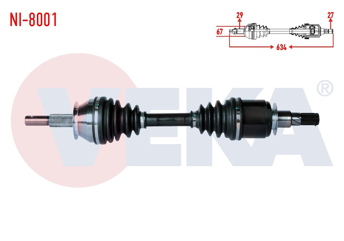 KOMPLE AKS SOL-SAG ON UZUNLUK 634mm NISSAN NAVARA (D40) 2.5 DCI 4X4 A-T/M-T 2005-2015