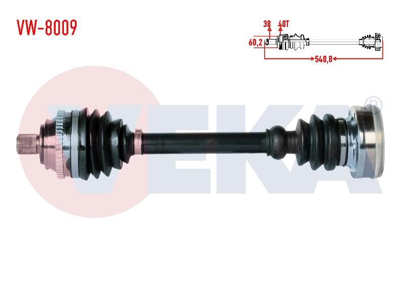 KOMPLE AKS SOL-SAG ON VOLKSWAGEN TRANSPORTER T4 2.4 D ABSLI 48 DIS UZUNLUK 540.8mm 1990-2003 701407271P