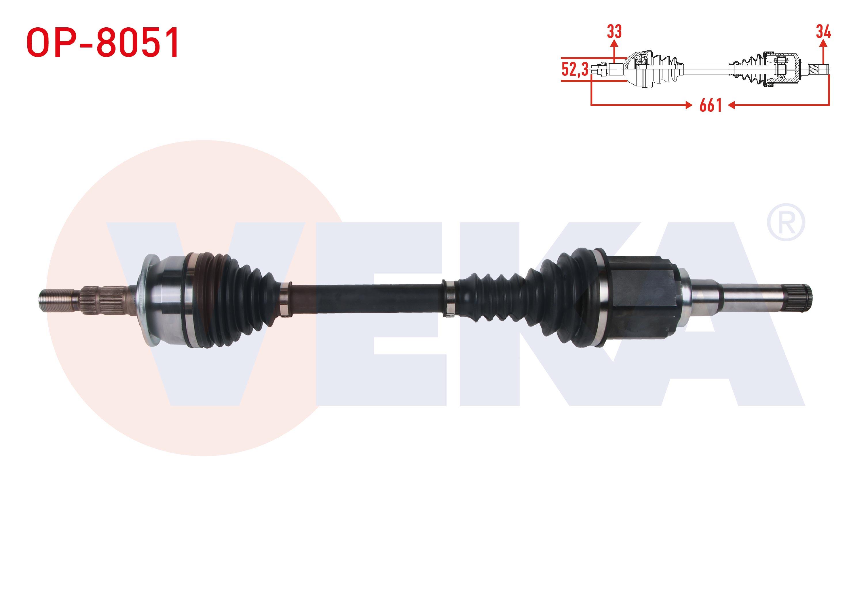 KOMPLE AKS SOL UZUNLUK 661mm OPEL ASTRA K 1.6 CDTI - 1.6 TURBO A/T 2015-
