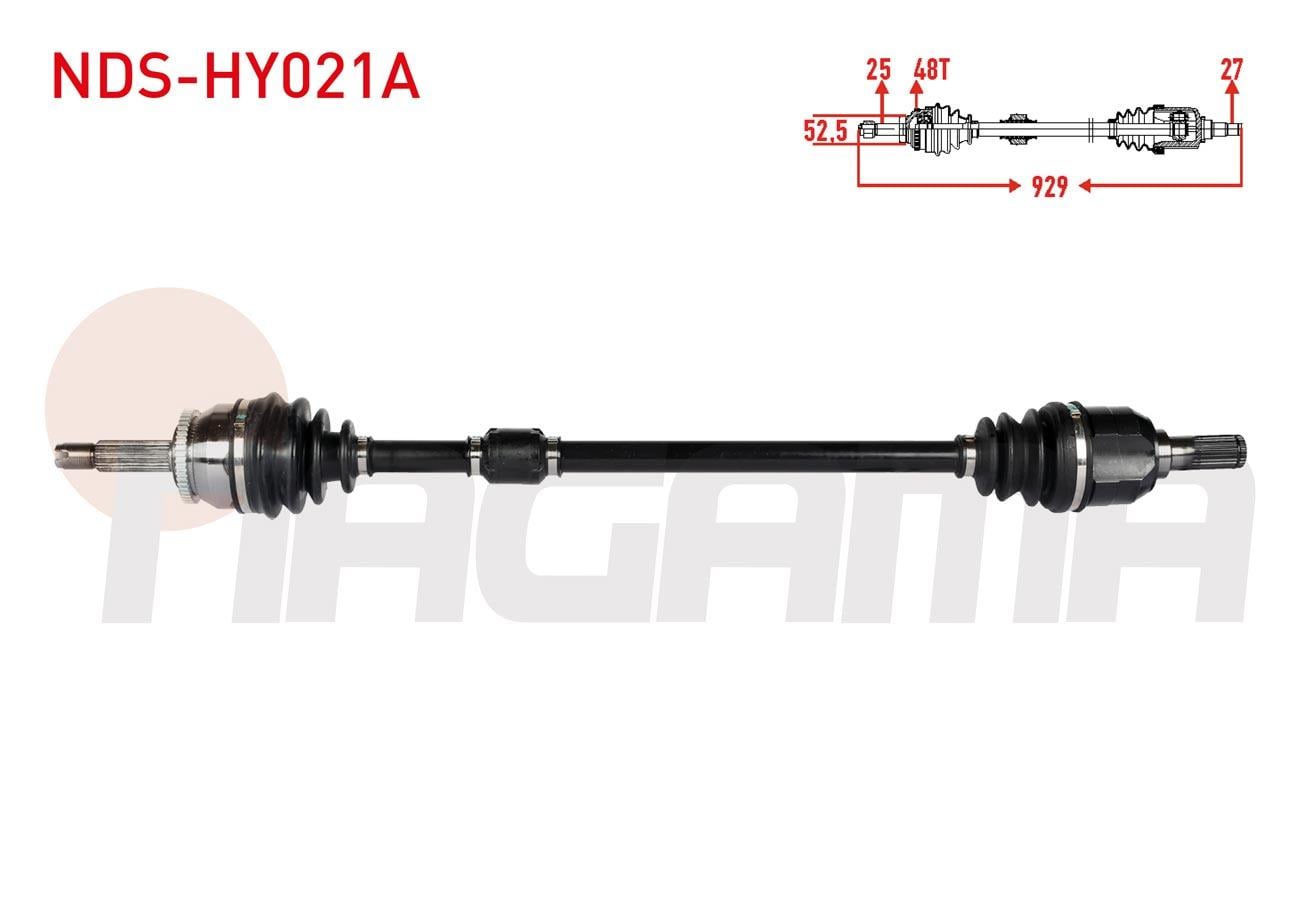 KOMPLE AKS SAG ON ABSLI 48 DIS UZUNLUK 929mm HYUNDAI ACCENT BLUE 1.6 CRDI 4 ILERI A-T 2012-