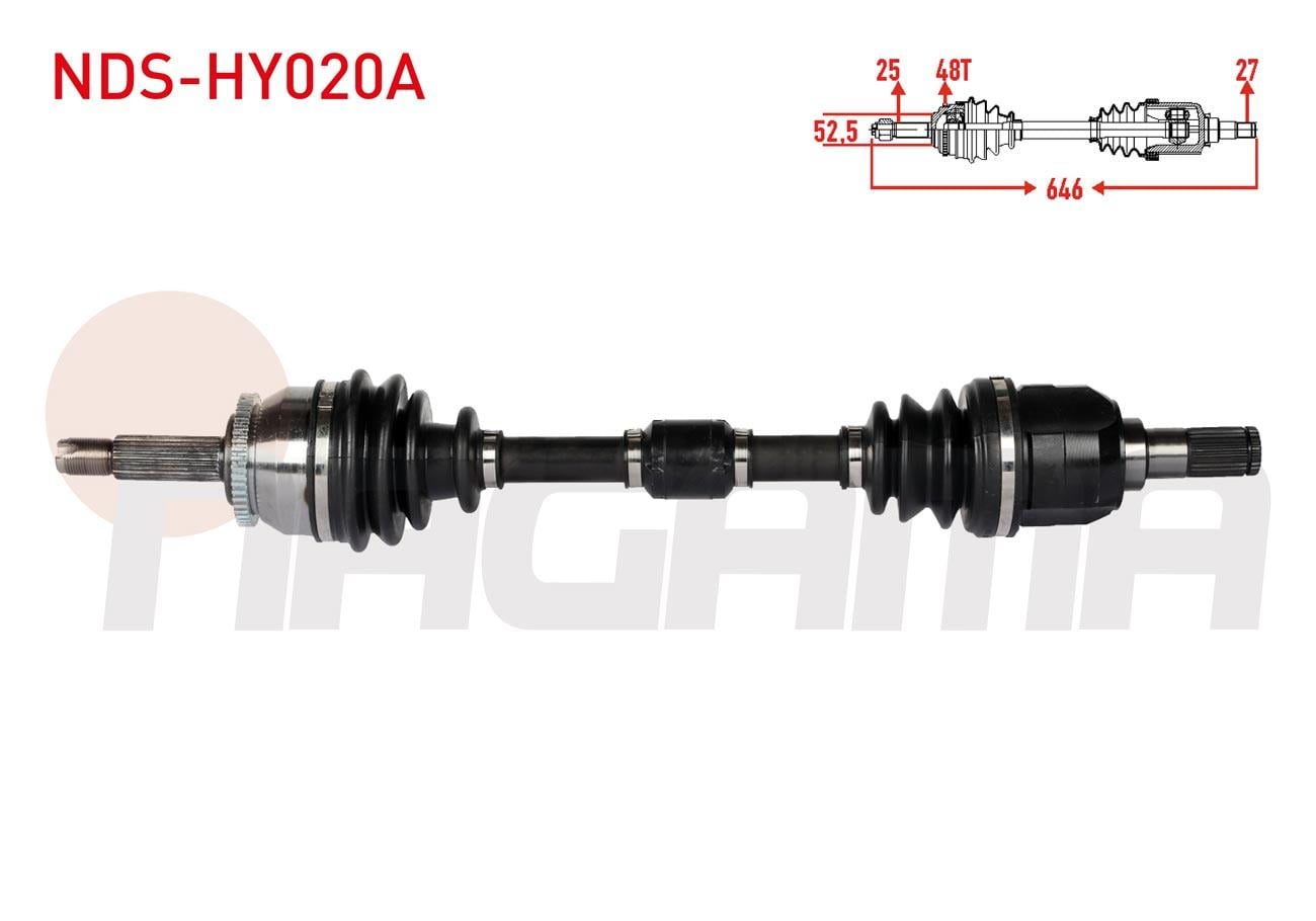 KOMPLE AKS SOL ON ABSLI 48 DIS UZUNLUK 646mm HYUNDAI ACCENT BLUE 1.6 CRDI 4 ILERI A-T 2012-