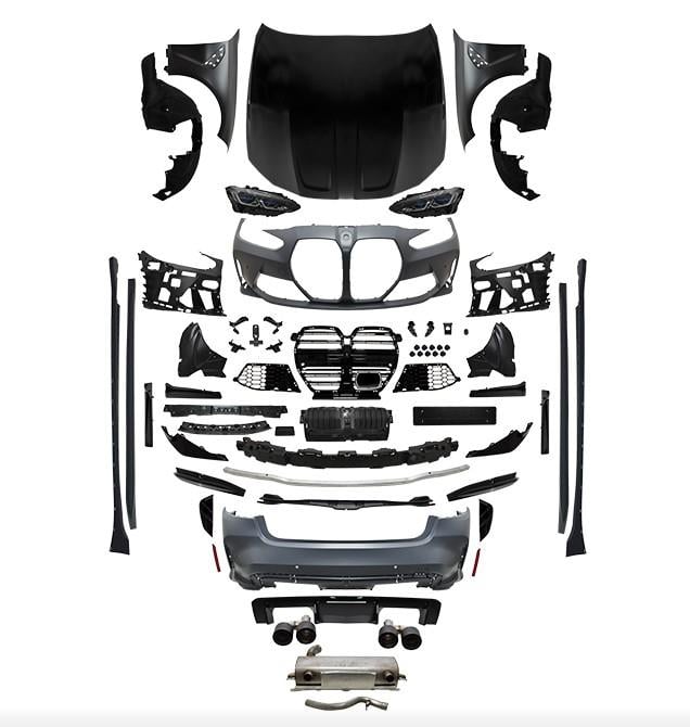 KOMPLE BODY KİT G20 2B2-YANDANÇıKıŞ, MRŞP-LI, PANJ-LU, EGZ.UÇLU, KAPUT/ÇAMURLUK, FARLAR -///M3 (G80) STYLE- 2019-21