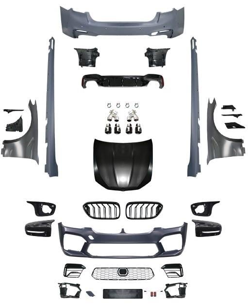 KOMPLE BODY KİT G30-LCI PDCLI:ARKA, 2B2-ÇıKıŞ, MRŞP-LI, PANJ-LU, EGZ.UÇLU, KAPUT/ÇAMURLUK, AYNA KAPAKLARı -///M5 (F90-LCI) STYLE- 2020-