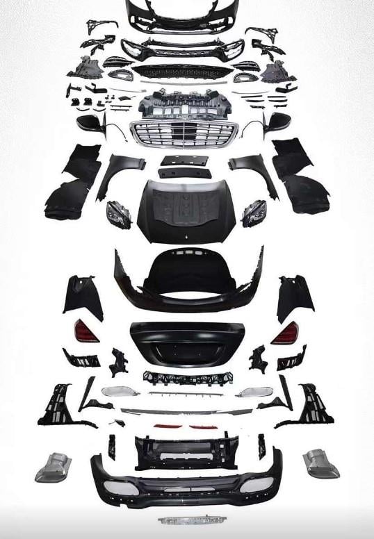 KOMPLE BODY KİT W221 [DONUSUM=> W222] 0-0-ÇıKıŞ, PANJ-LU, EGZ.UÇLU, KAPUT/ÇAMURLUK/BAGAJ KAP., FAR/STOP, AYNALAR -S450 SPORT-
