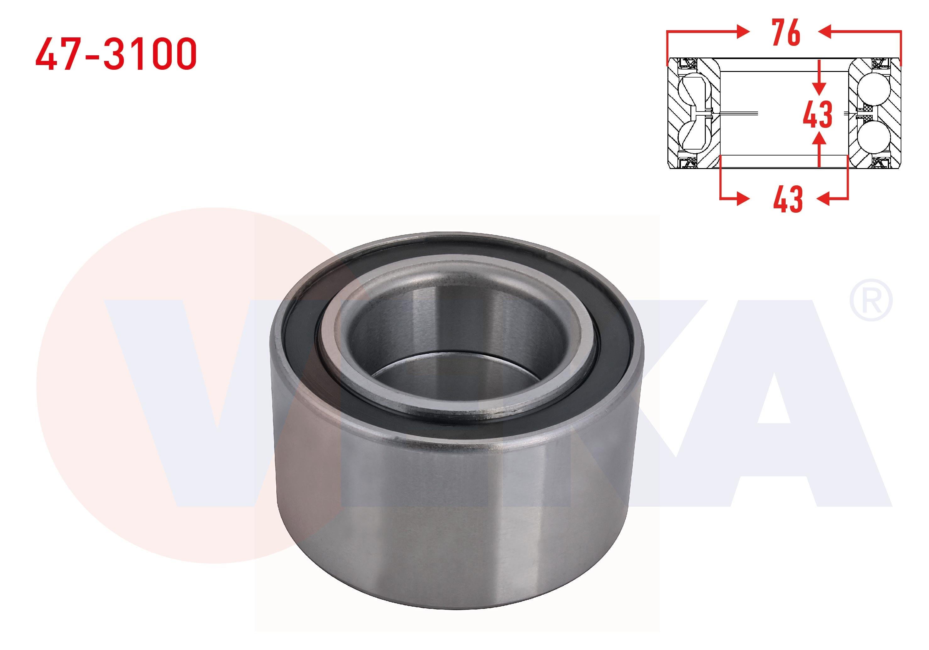 ON TEKERLEK RULMANI SOL-SAG 43X76X43 NISSAN PRIMERA 1.6i - 18i 16v - 2.0i 16v 2002- / PRIMERA 2.2 DCI 2002- / X-TRAIL 2.0i - 2.2 DI 2001-2007