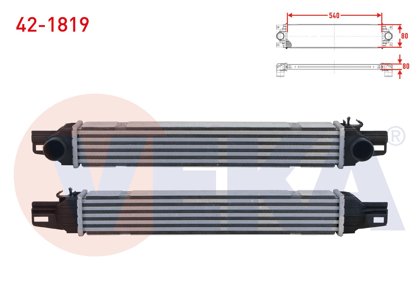 TURBO RADYATORU (INTERCOOLER) (EURO 5 - EURO 6) FIAT FIORINO 1.3 MJT 2015- / CITROEN NEMO 1.3 HDI 2015- / PEUGEOT BIPPER 1.3 HDI 2015-