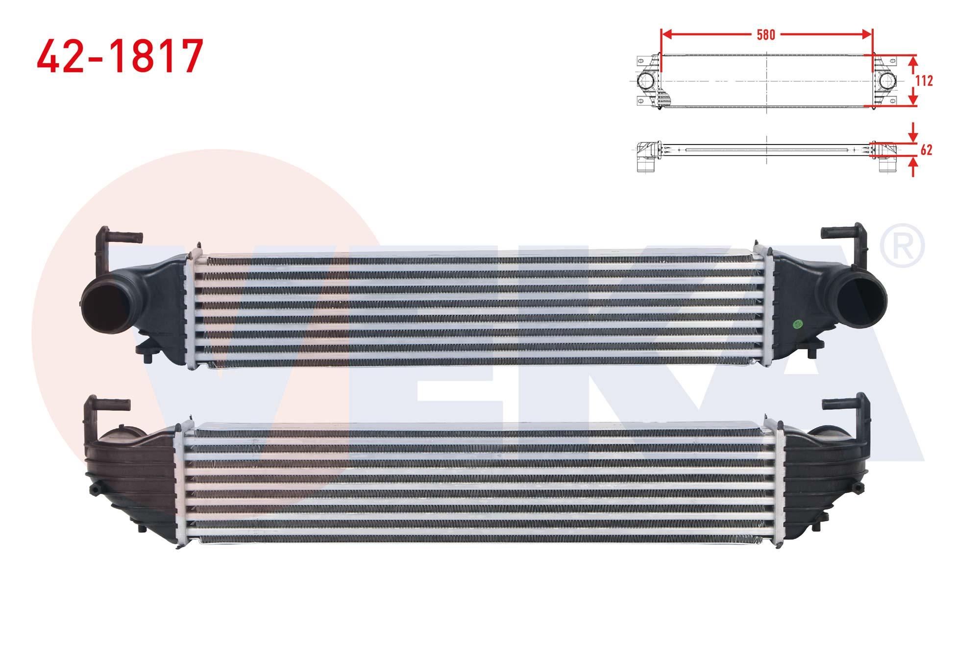 TURBO RADYATORU (INTERCOOLER) FIAT 500X 1.3 MJT - 1.4 - 1.6 MJT M-T 2014-/ JEEP RENEGADE 1.4 4X4 - 1.6 CRD - 2.0 CRD 4X4 M-T 2014-