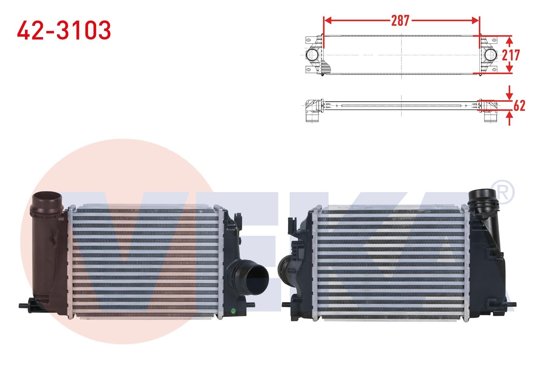 TURBO RADYATORU (INTERCOOLER) RENAULT MEGANE IV 1.5 Dci, BluedCi- 2015- / TALISMAN 1.5 dCi 2015- / KADJAR 1.2 TCe, 1.5 BlueDci 2015- / NISSAN QASHQAI II (J11) 1.5 Dci 2013-