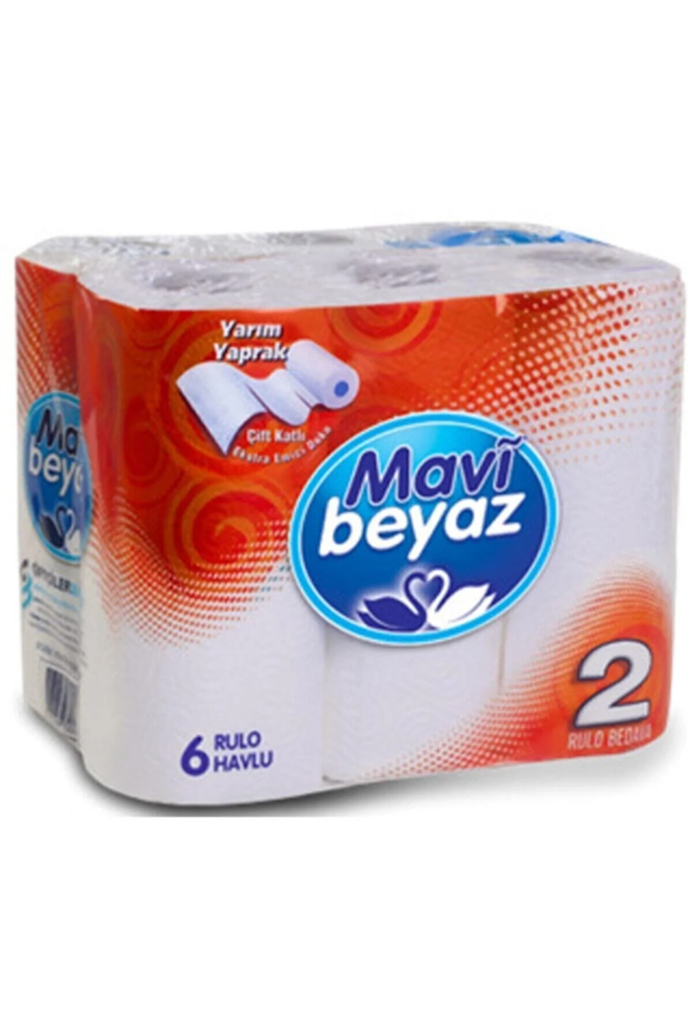 Mavi Beyaz Çift Katlı Kağıt Havlu 6 Rulo