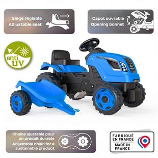 Smoby XL Römorklu Pedallı Traktör - Mavi