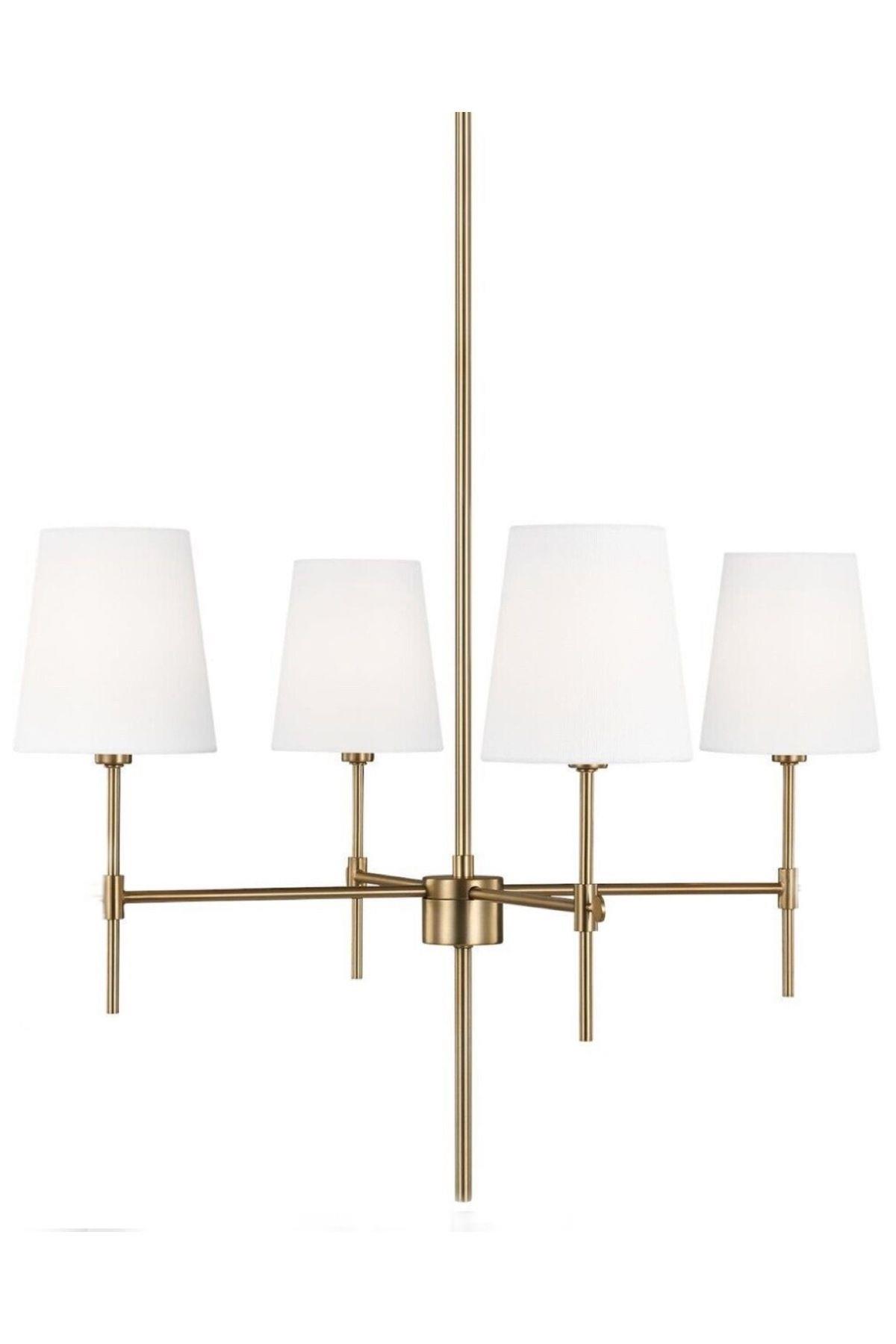 Avize Modern Edition Eskitme Gold Avize 4 Kol Krem Abajur