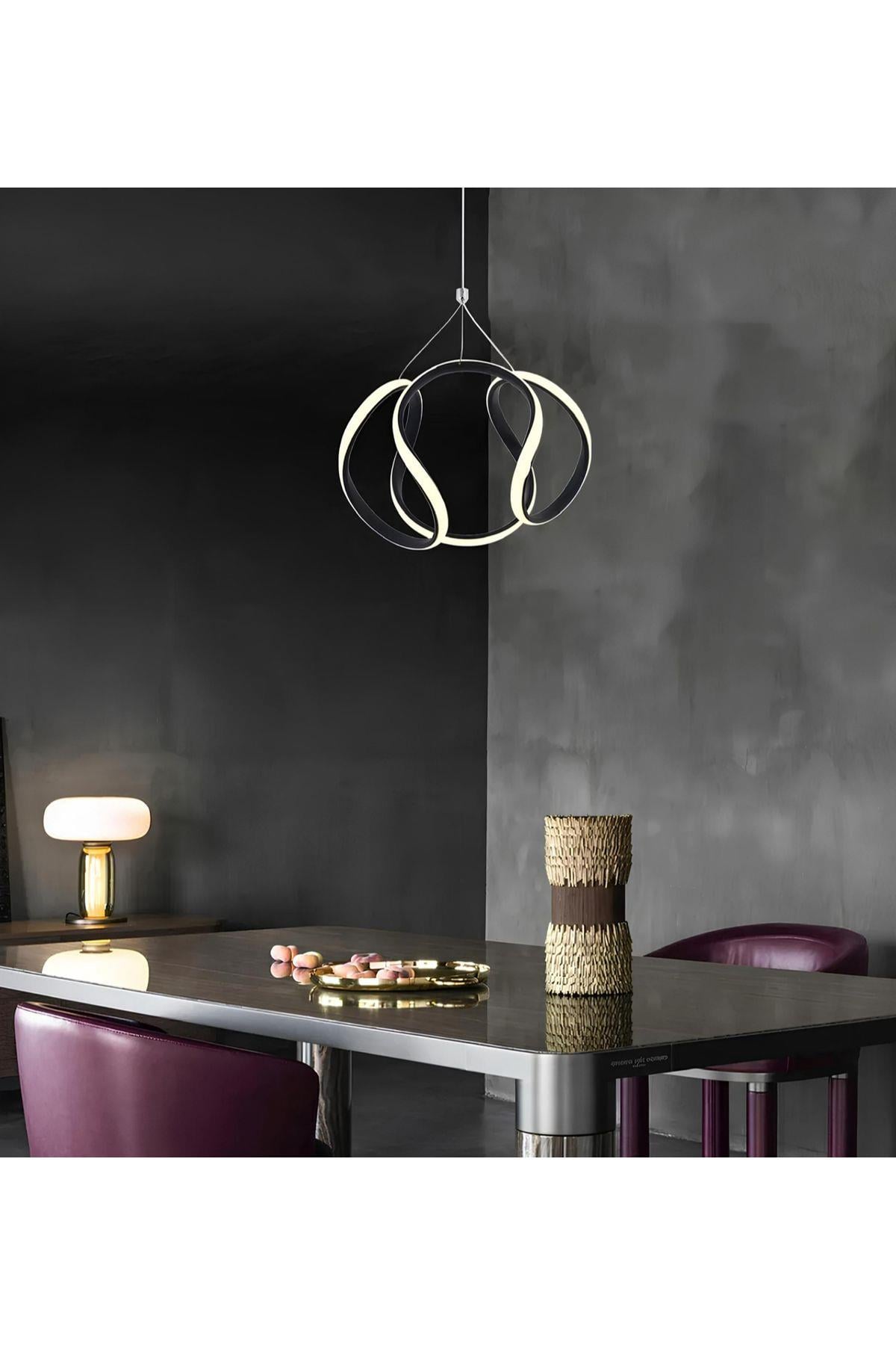 Carrera Modern Sarkıt Led Avize Siyah 6500k Beyaz Işık