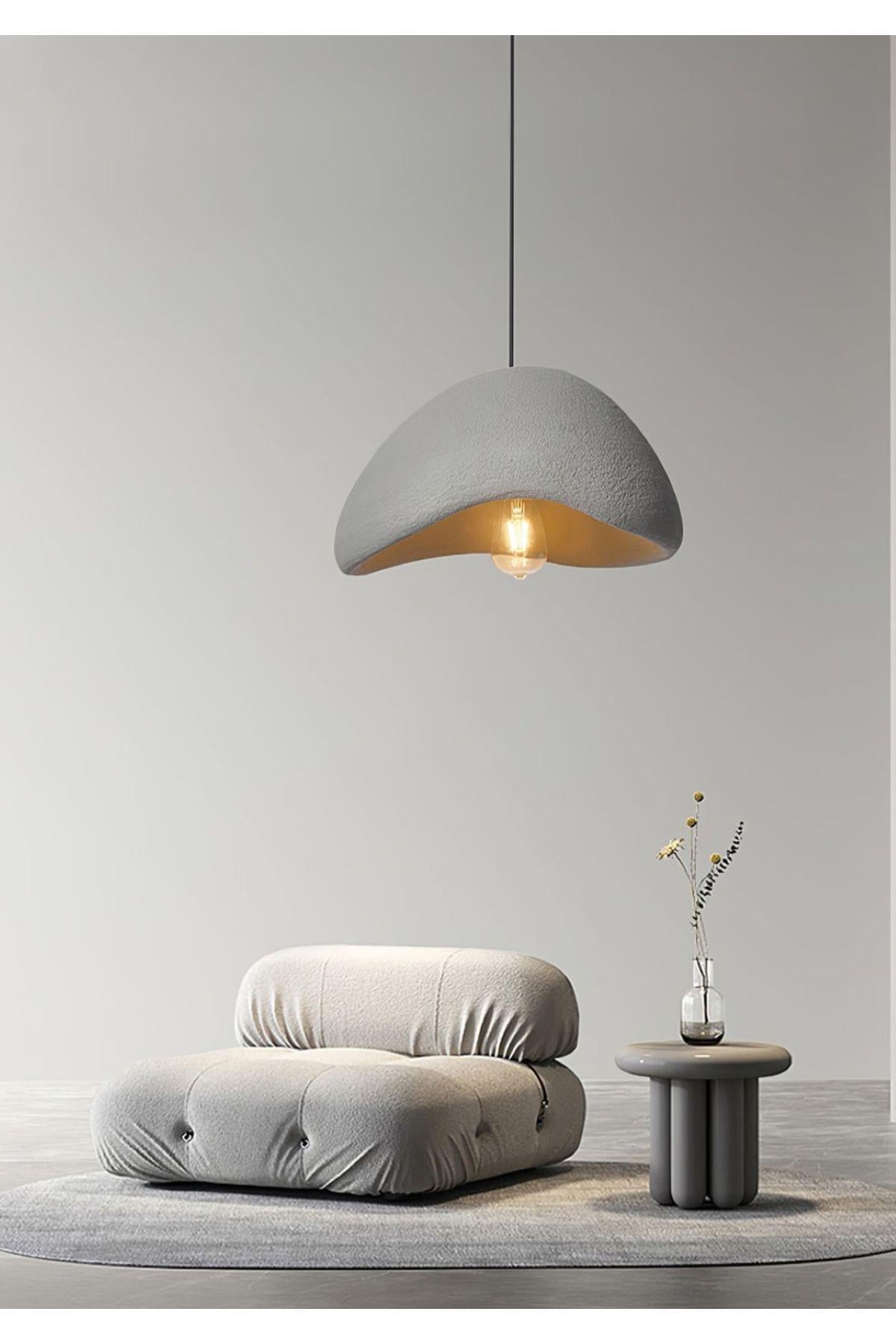 Exclusive Collection Modern Beton Avize Iskandinav Tasarım Boheme Antrasit Gri Ferahlık Katar 350mm