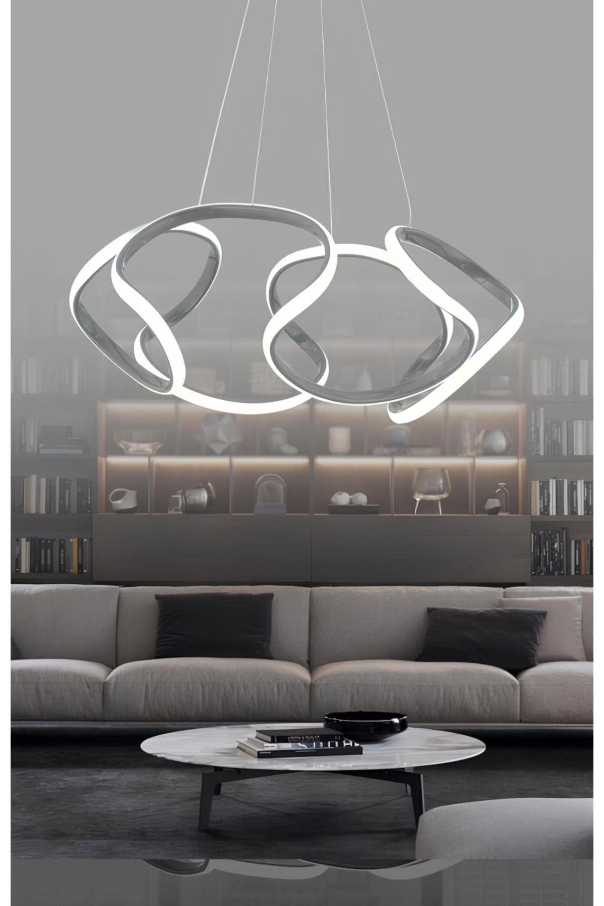 Ledli Modern Pagani Sarkıt Led Avize Antrasit Füme 45 Cm Büyük Boy