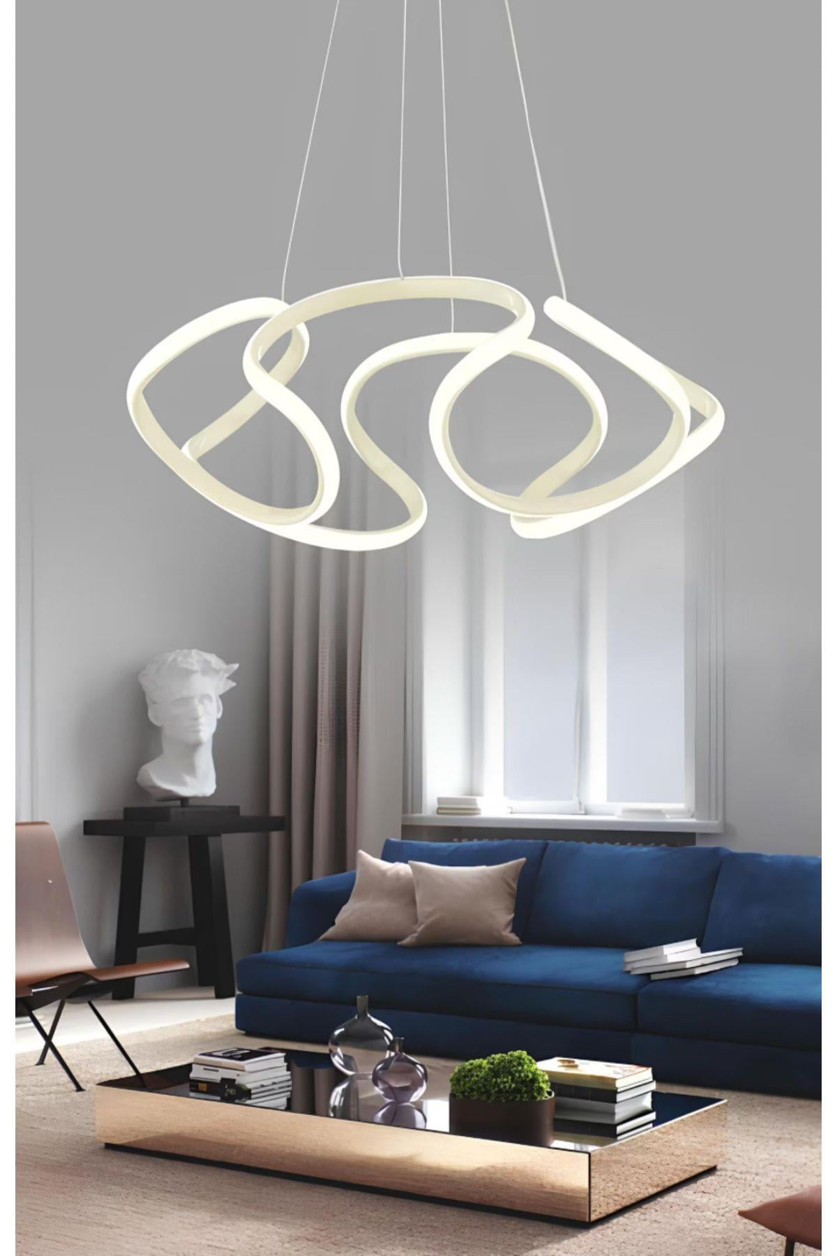Ledli Modern Pagani Sarkıt Led Avize Beyaz Gövde 45 Cm Büyük Boy