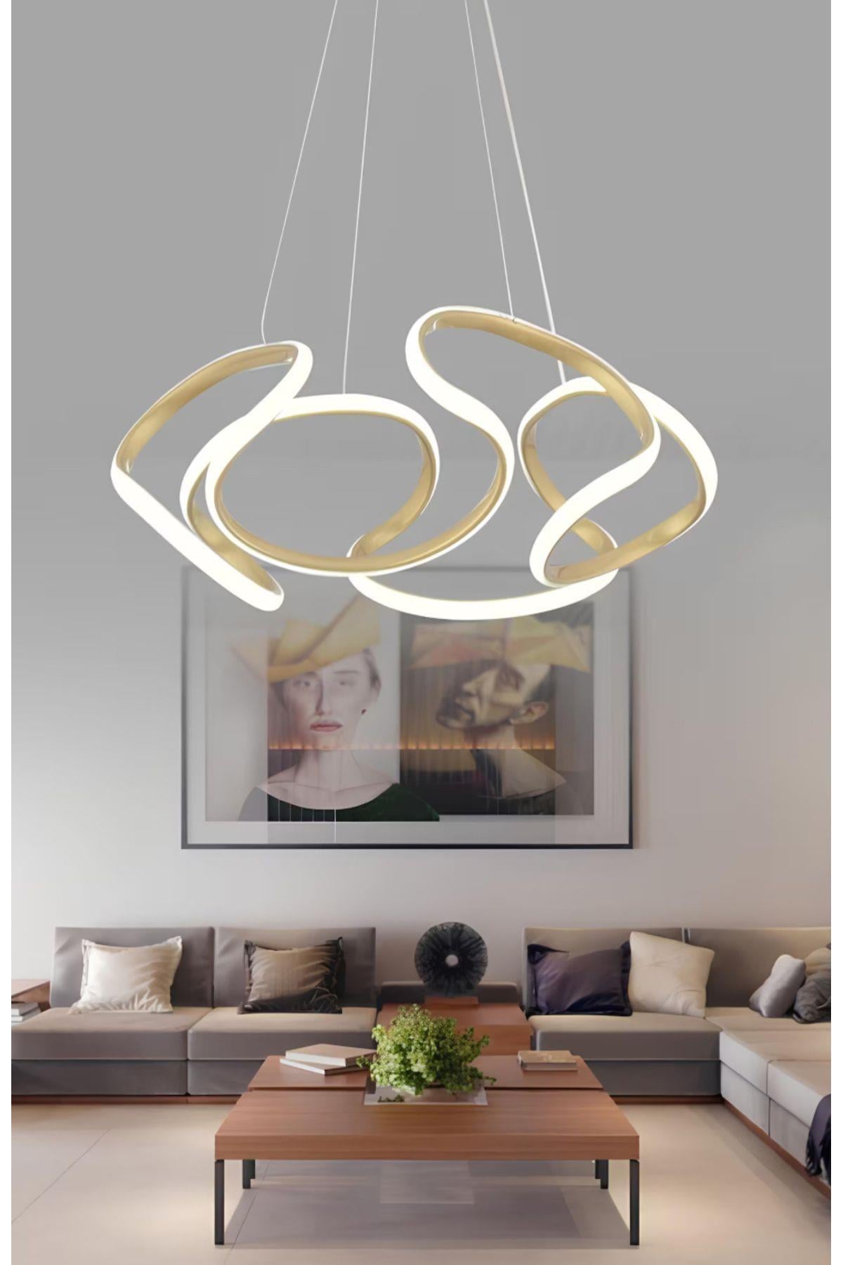 Ledli Modern Pagani Sarkıt Led Avize Eskitme Gold 45 Cm Büyük Boy