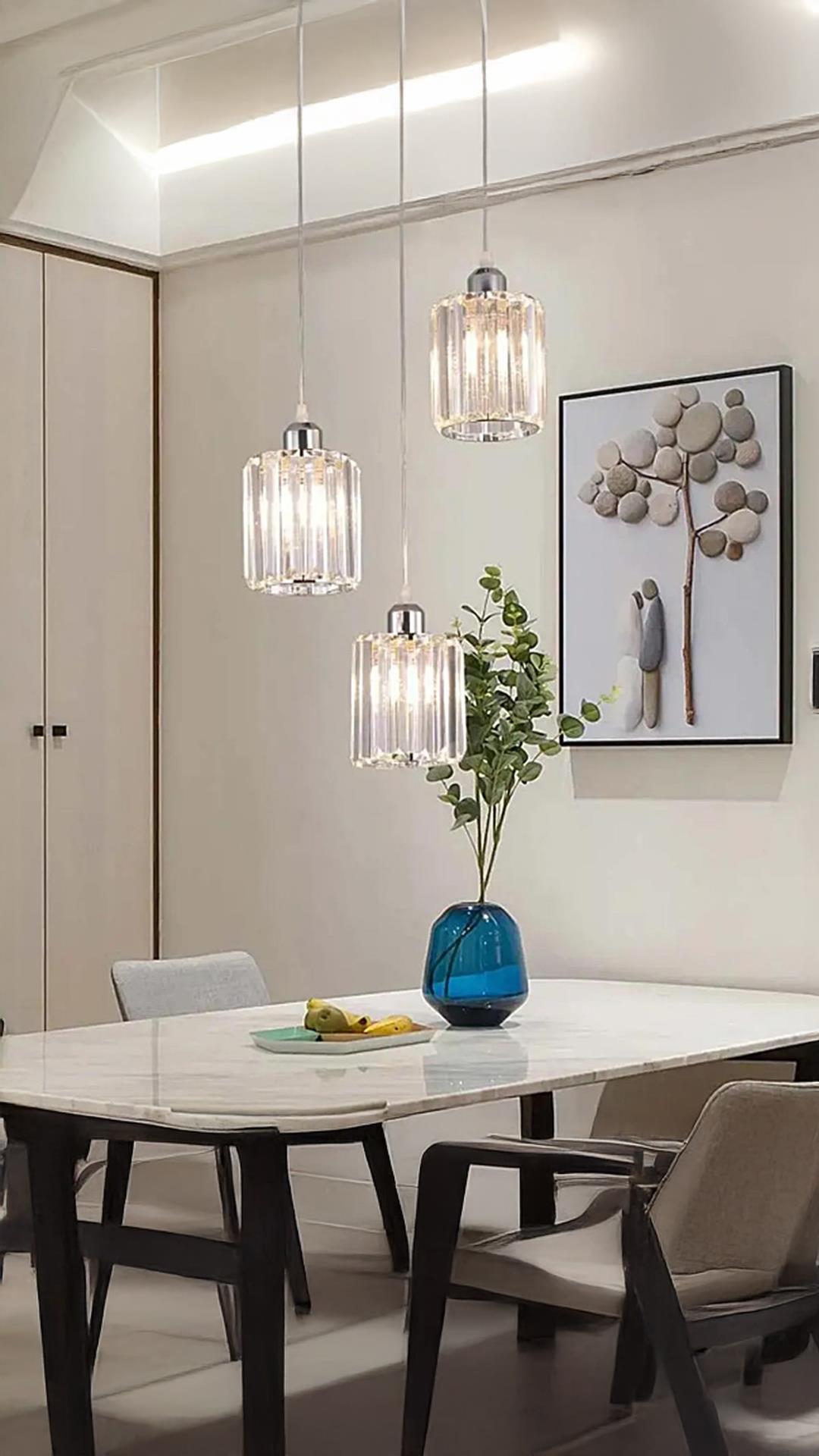 Lüks Modern Avize Kristal Taşlı Sarkıt Avize Krom 3 lü sarkıt