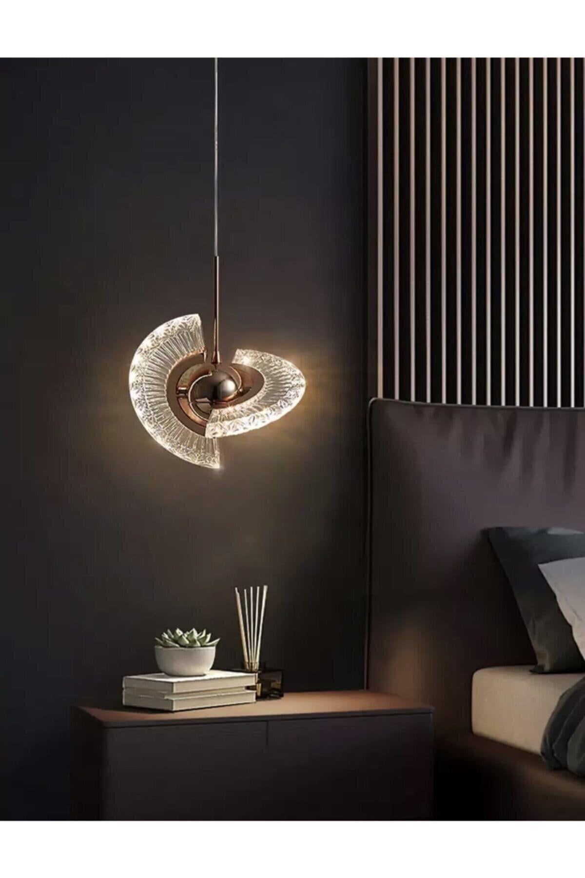 Luxury Modern Crystal Sarkıt Led Avize Tekli Sarkıt Gold Sarı