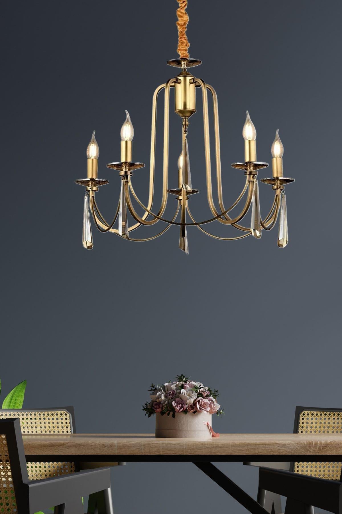Luxury Modern Elegance Sarkıt Avize Eskitme 5li Countess Avize