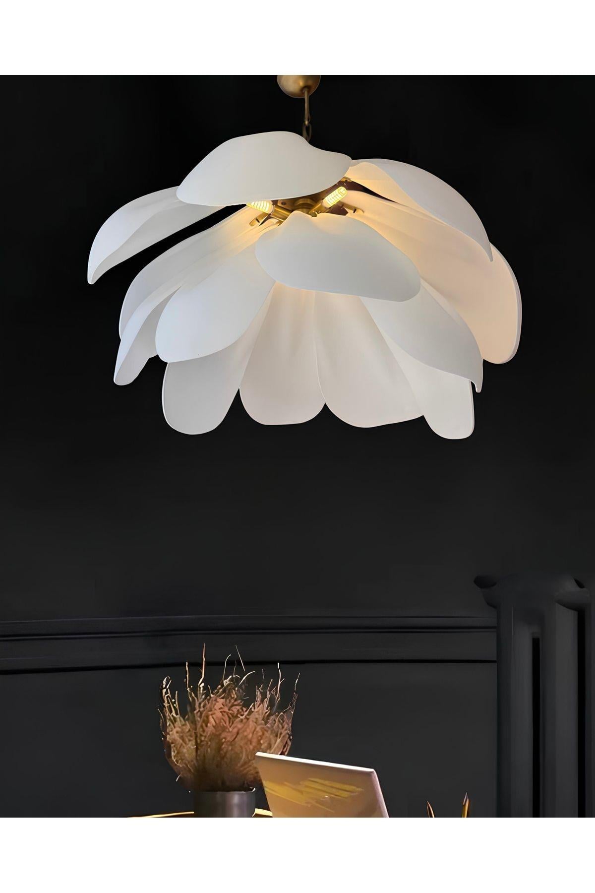 Modern Exclusive Tasarım El Yapımı Kristal Camlı Sarkıt Avize Art Of Glass Beyaz Cam 55 Cm