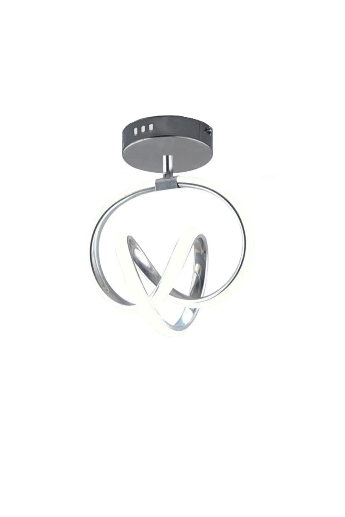 Modern Huracan Plafonyer Tavan Led Avize Oturma Odası Hol Antre Mutfak Salon Led Avize Krom