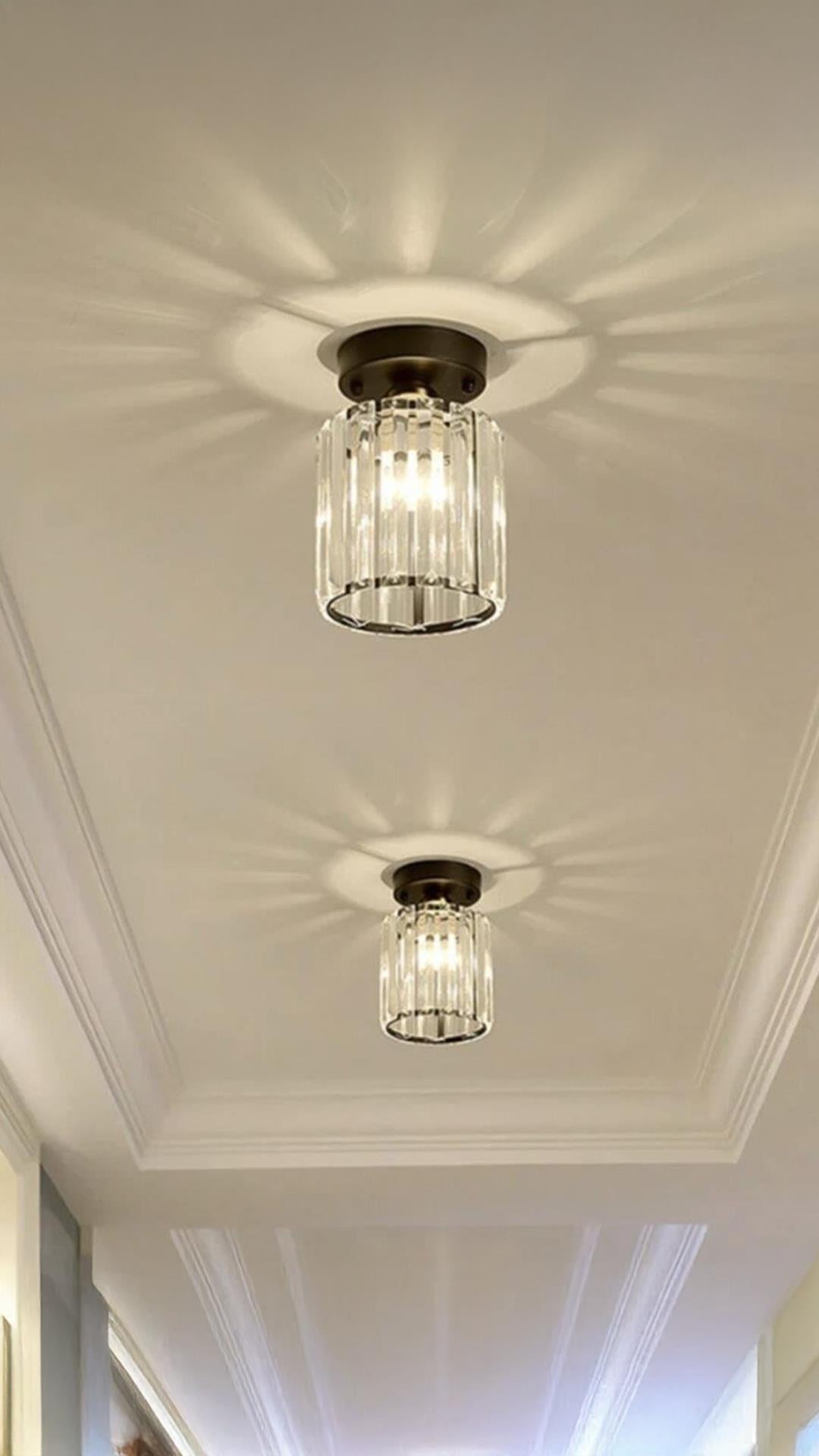 Modern Kristal Taşlı Avize Plafonyer Tavan Avize 2 Adet Set Fiyat Siyah