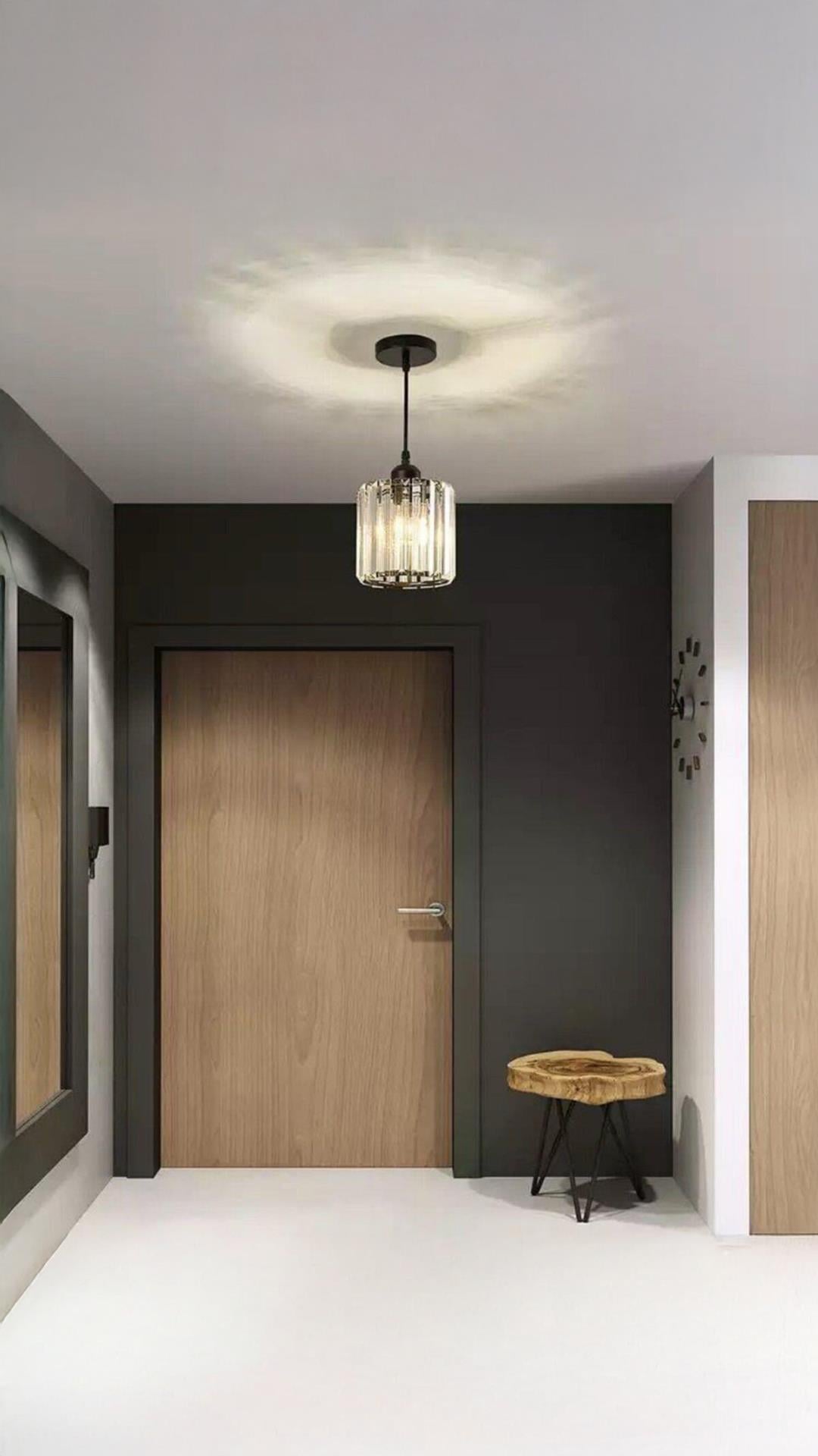 Modern Luxury Sarkıt Kristal Taşlı Avize Hol Antre Avize Siyah