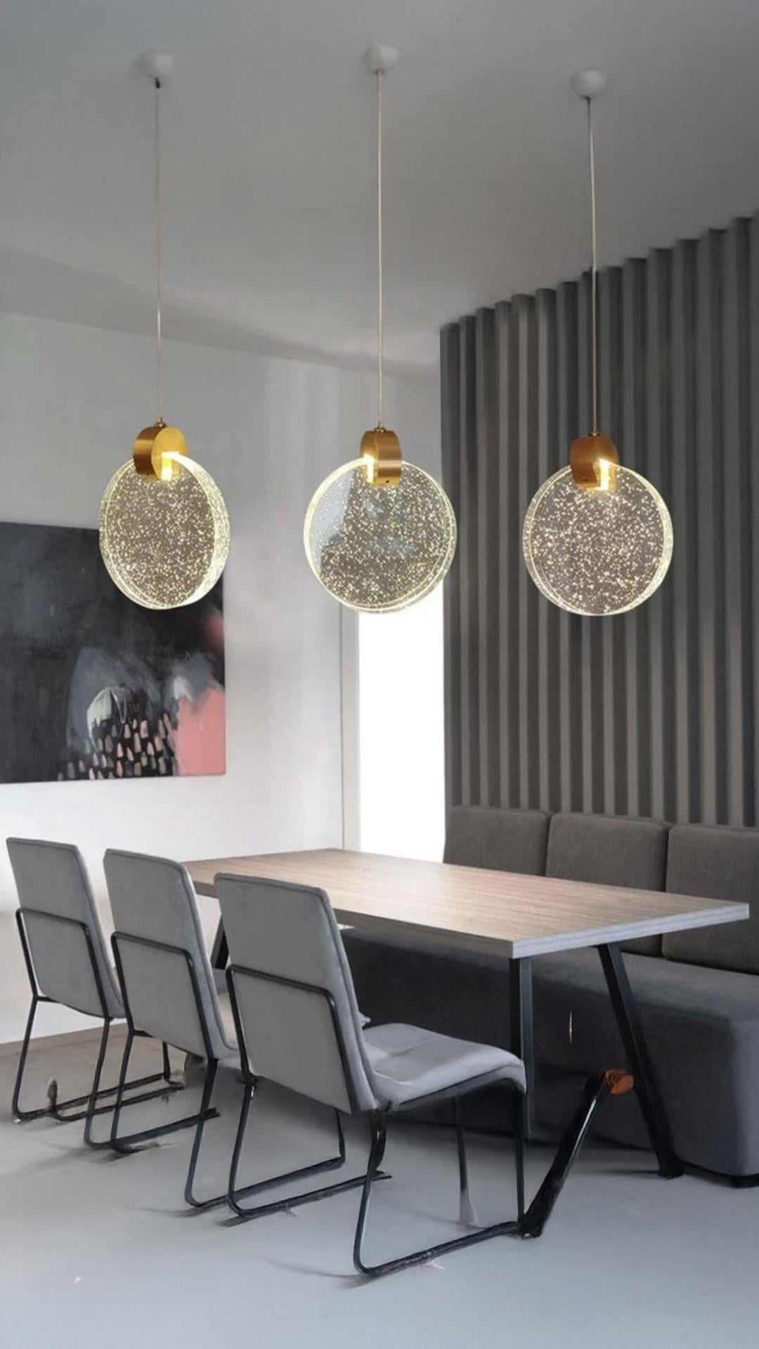 Modern Luxury Sarkıt Üçlü Dikdörtgen Sıralı Kristal Camlı Led Avize Gold Sarı