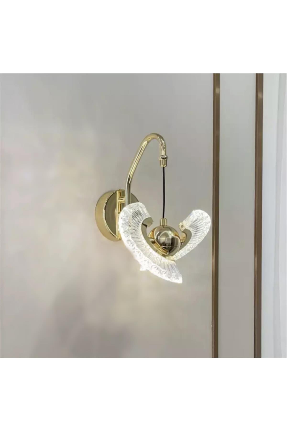 Modern Luxury Tasarım Led Aplik Gold Sarı Kristalize Ledli Aplik
