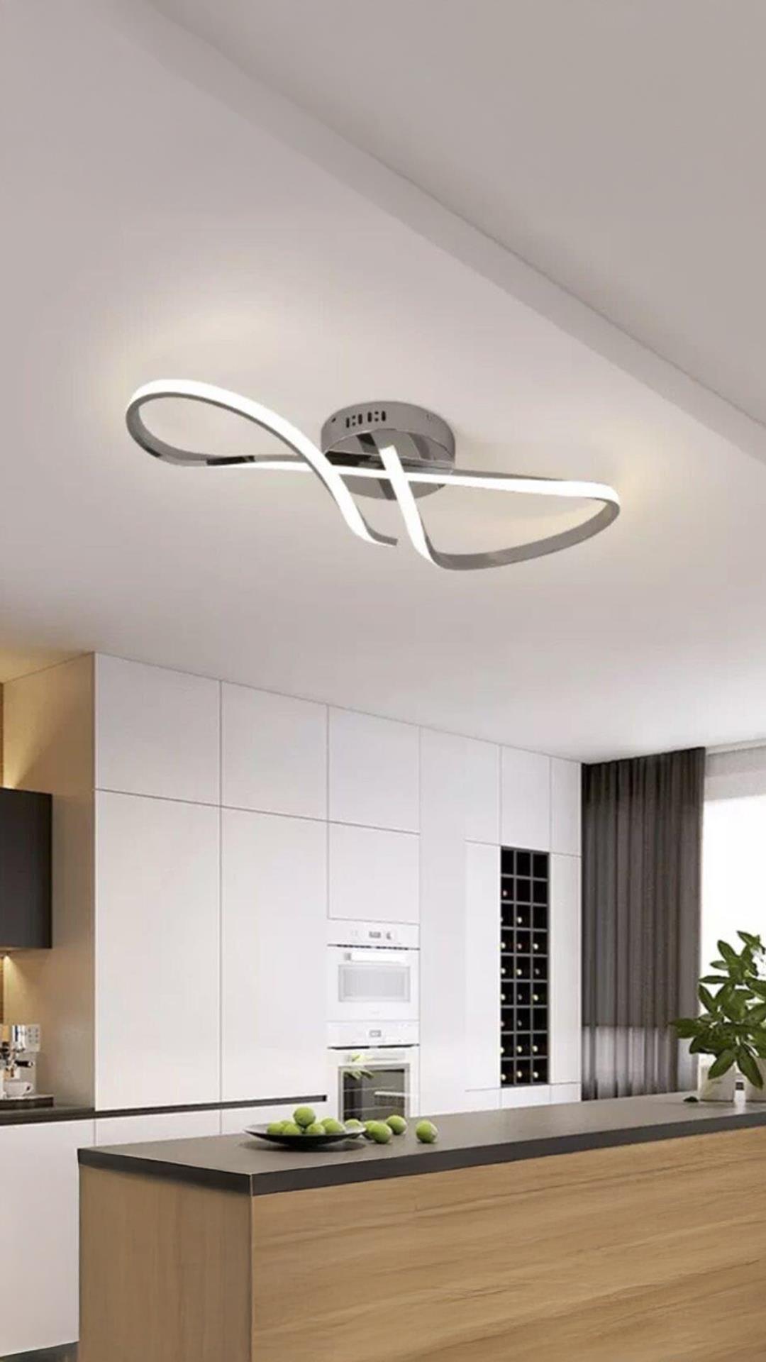 Modern Luxury Tasarım Plafonyer Led Avize Krom