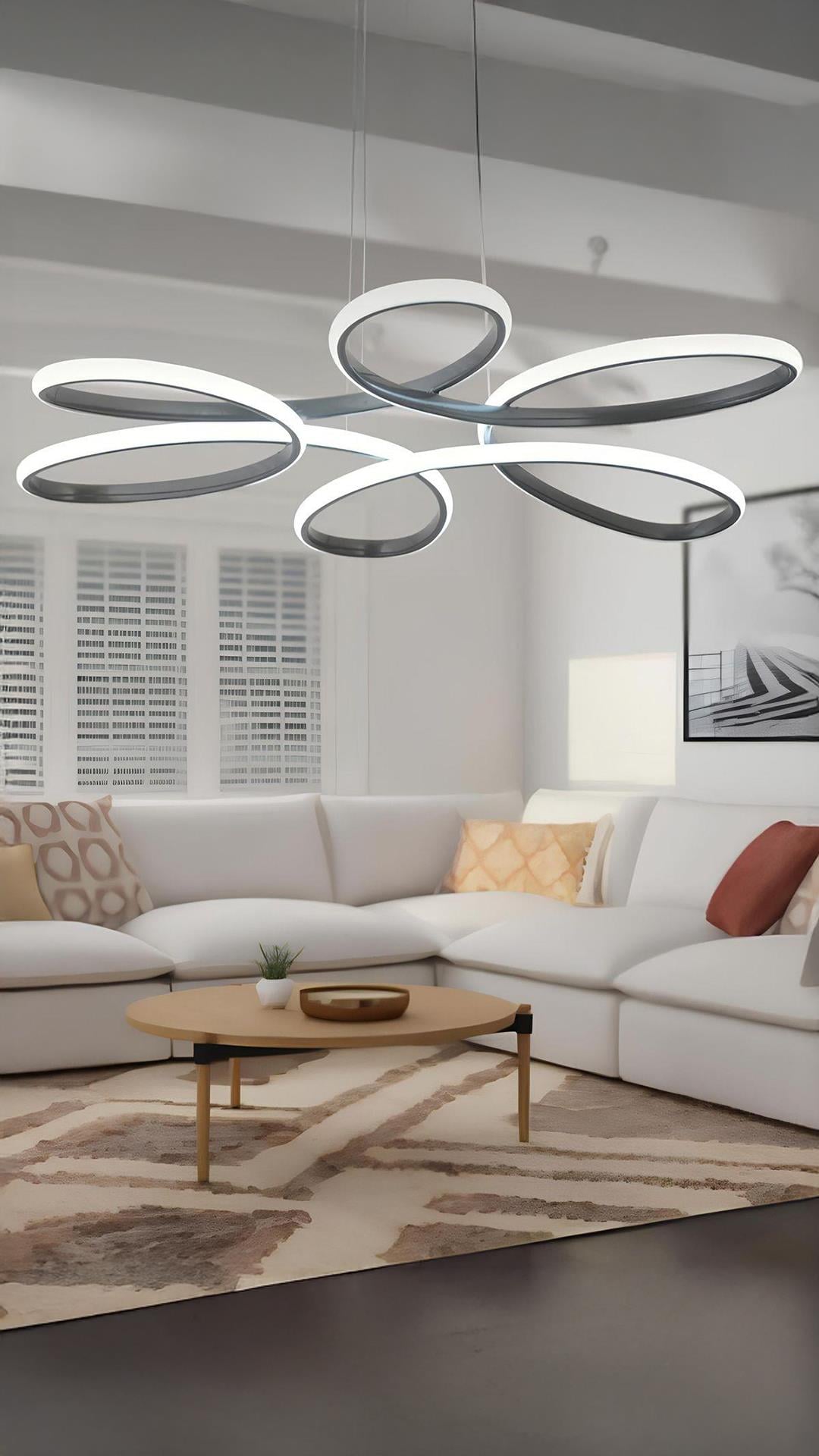 Modern Macan Sarkıt Led Avize Beyaz Işık Salon Mutfak Oturma Odası Antre Ledli Avize Antrasit Füme