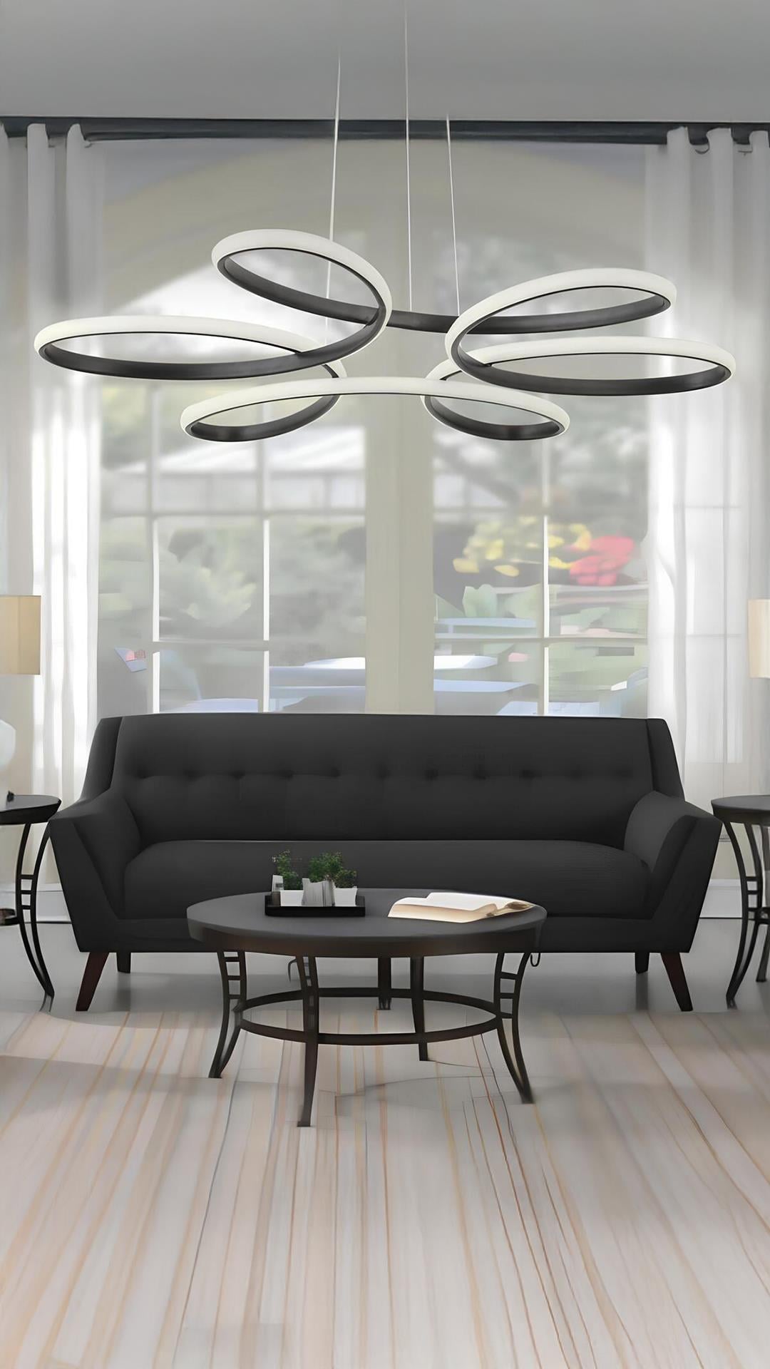 Modern Macan Sarkıt Led Avize Beyaz Işık Salon Mutfak Oturma Odası Hol Antre Ledli Avize Siyah