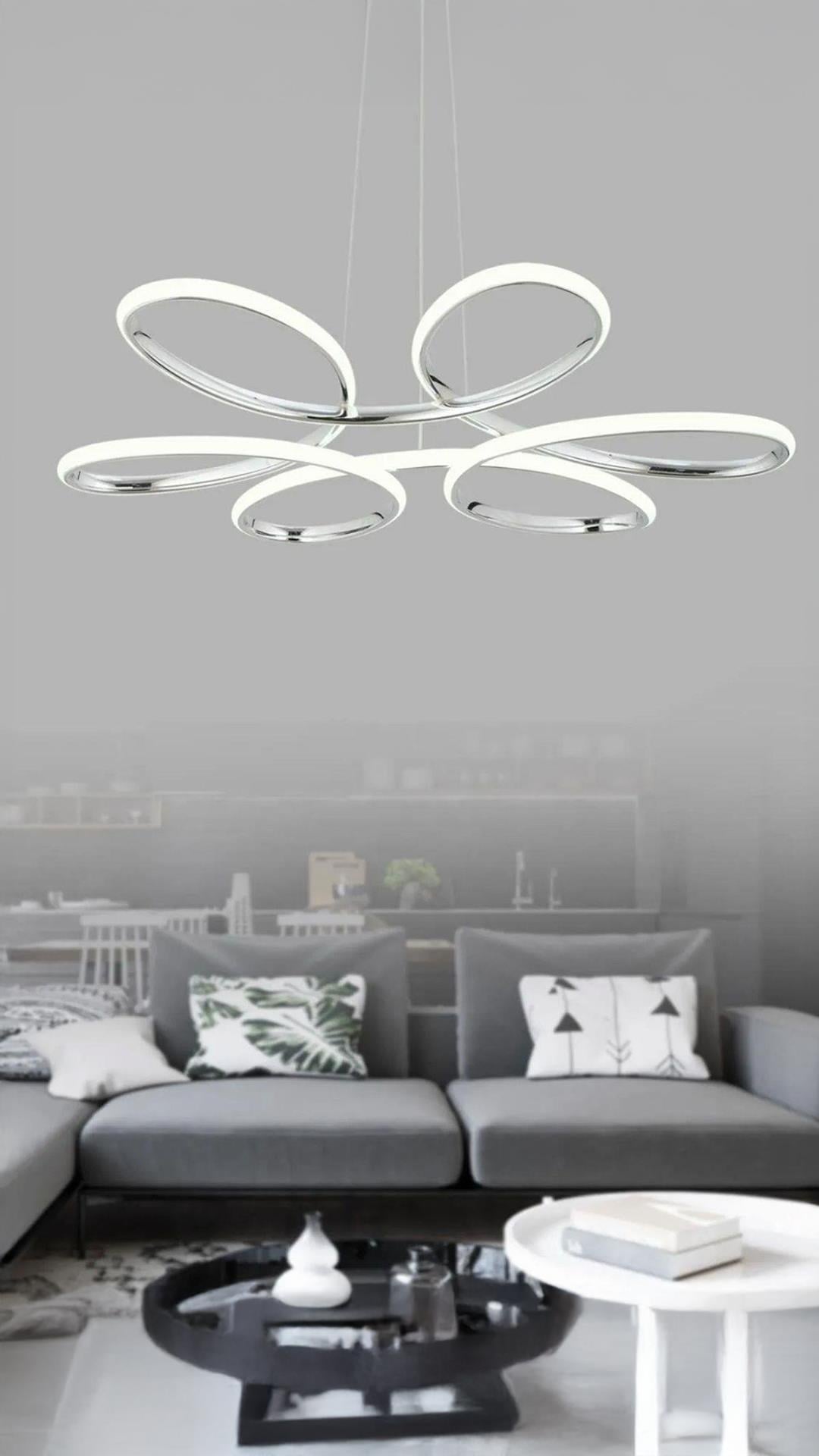 Modern Macan Sarkıt Led Avize Beyaz Işık Salon Mutfak Oturma Odası Hol Antre Ledli Avize Krom