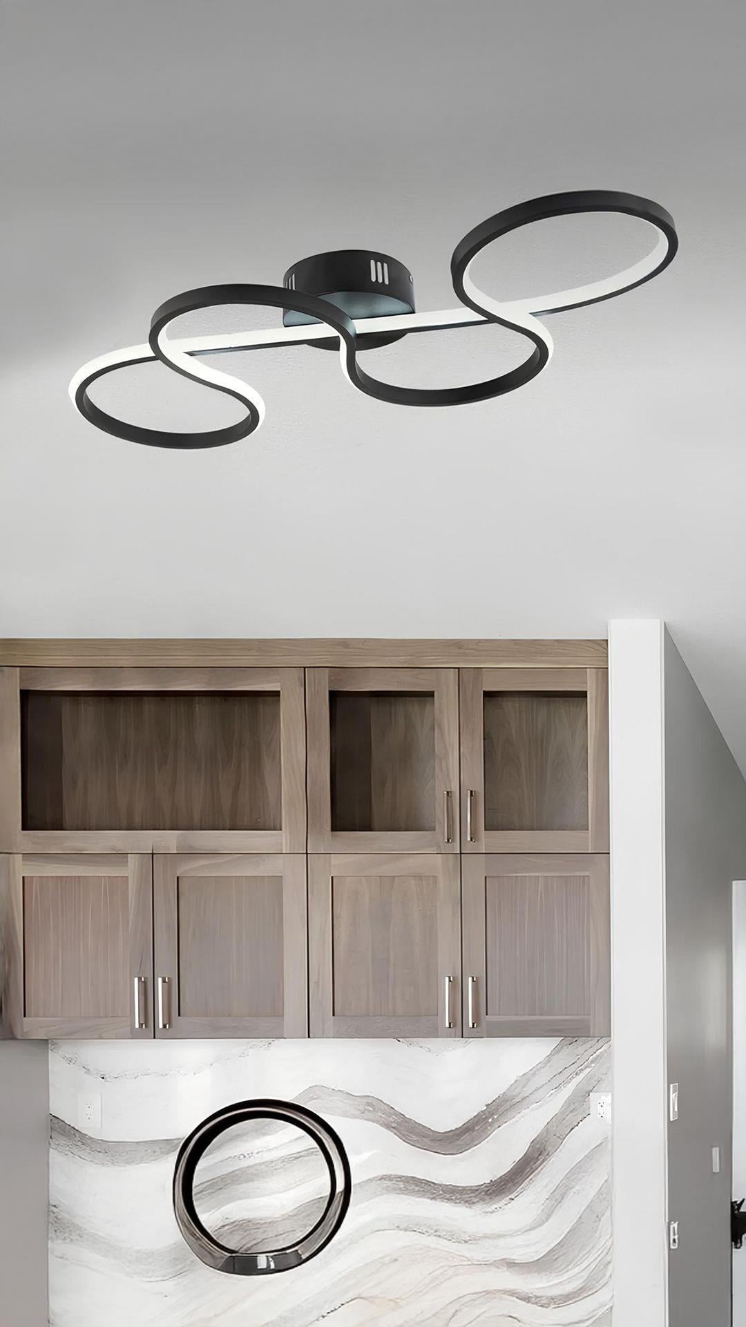 Modern Massimo Led Avize Plafonyer Tavana Sıfır Hol Antre Salon Oturma Odası Mutfak Avize Siyah