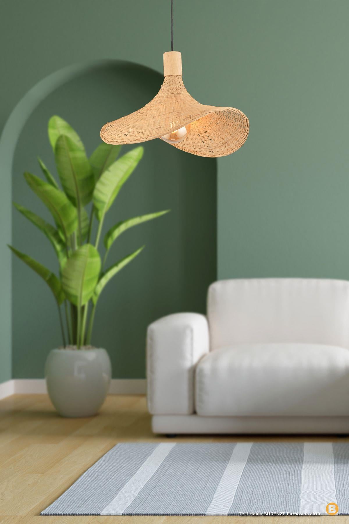 Modern Nordic Tasarım Bamboo Avize Hasır Avize 1.sınıf Kalite 300mm Çap Naturel Ferahlık Katar
