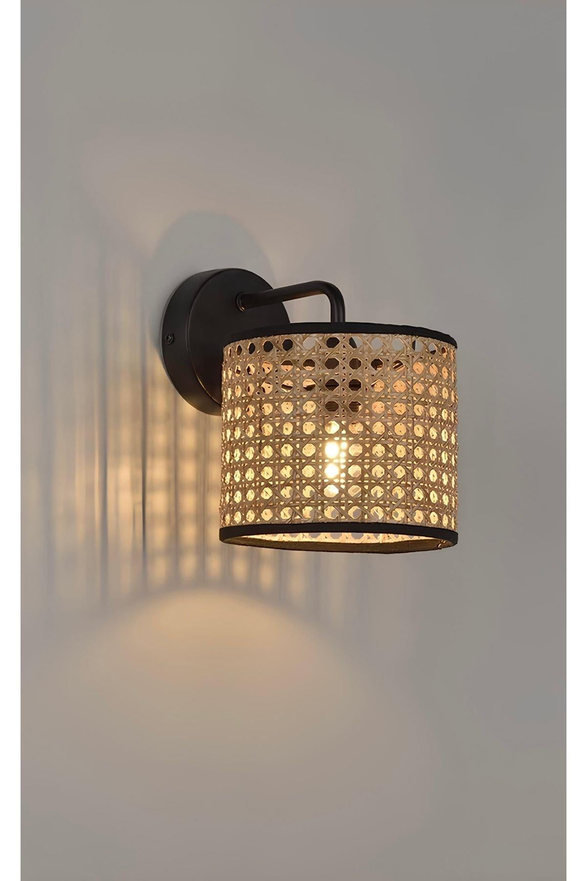 Modern Pilli Aplik Hasır Pilli Aplik Elektrik Tesisatı Gerektirmez Tak Kullan