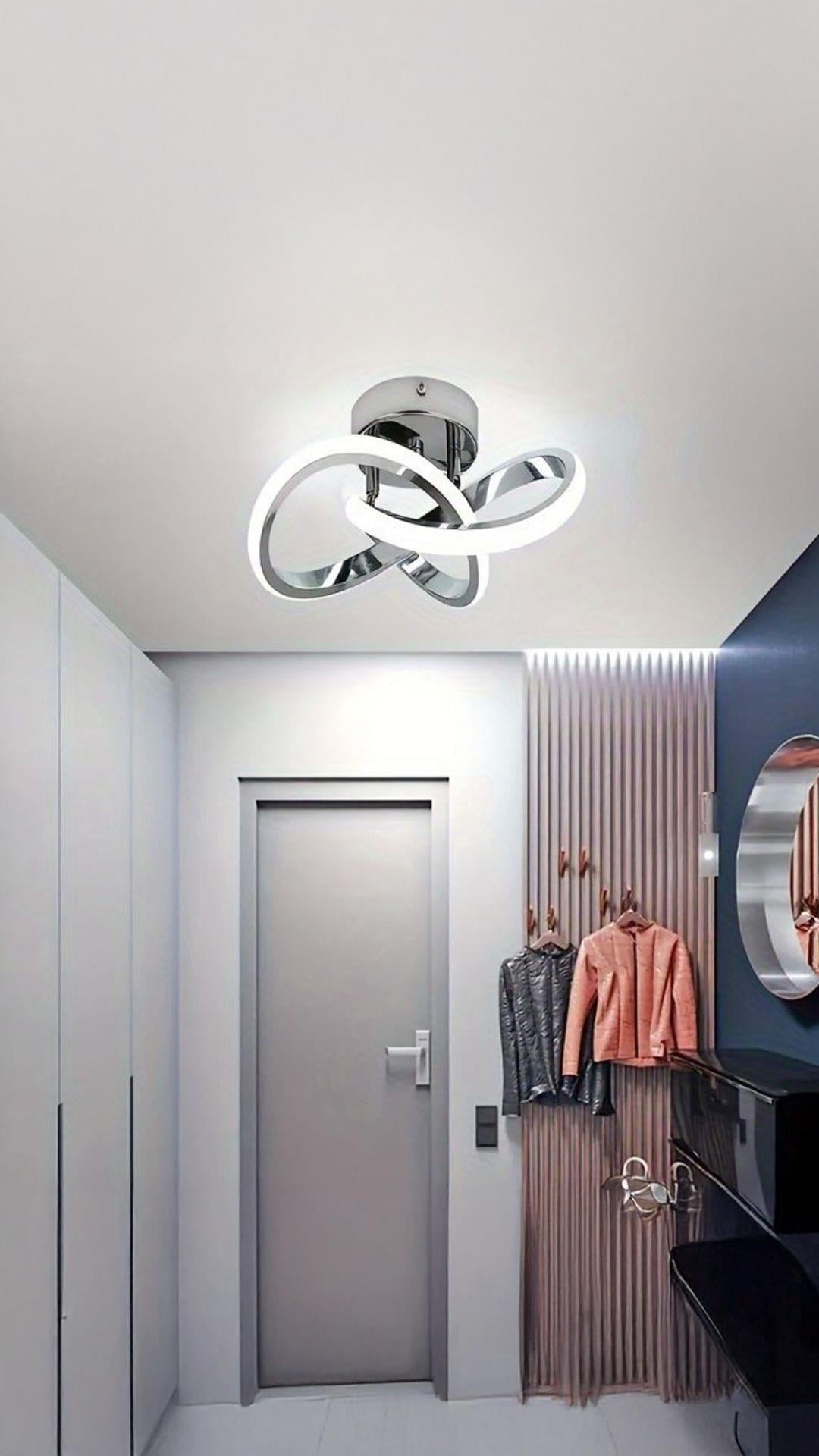 Modern Plafonyer Boomerang Led Avize Antre Hol Mutfak Oturma Odası Salon Avizesi Ledli Avize Krom