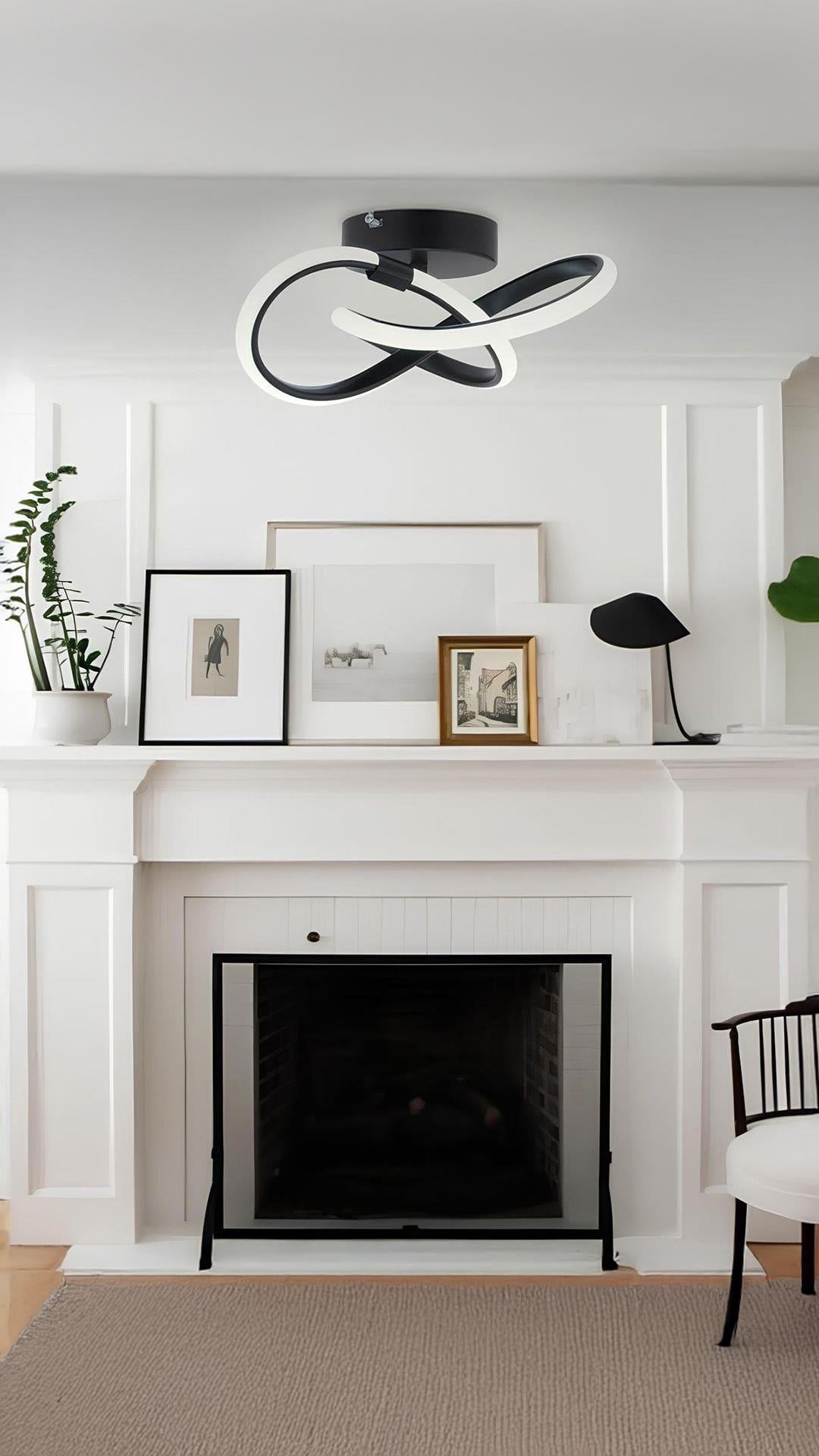 Modern Plafonyer Tavan Boomerang Led Avize Siyah
