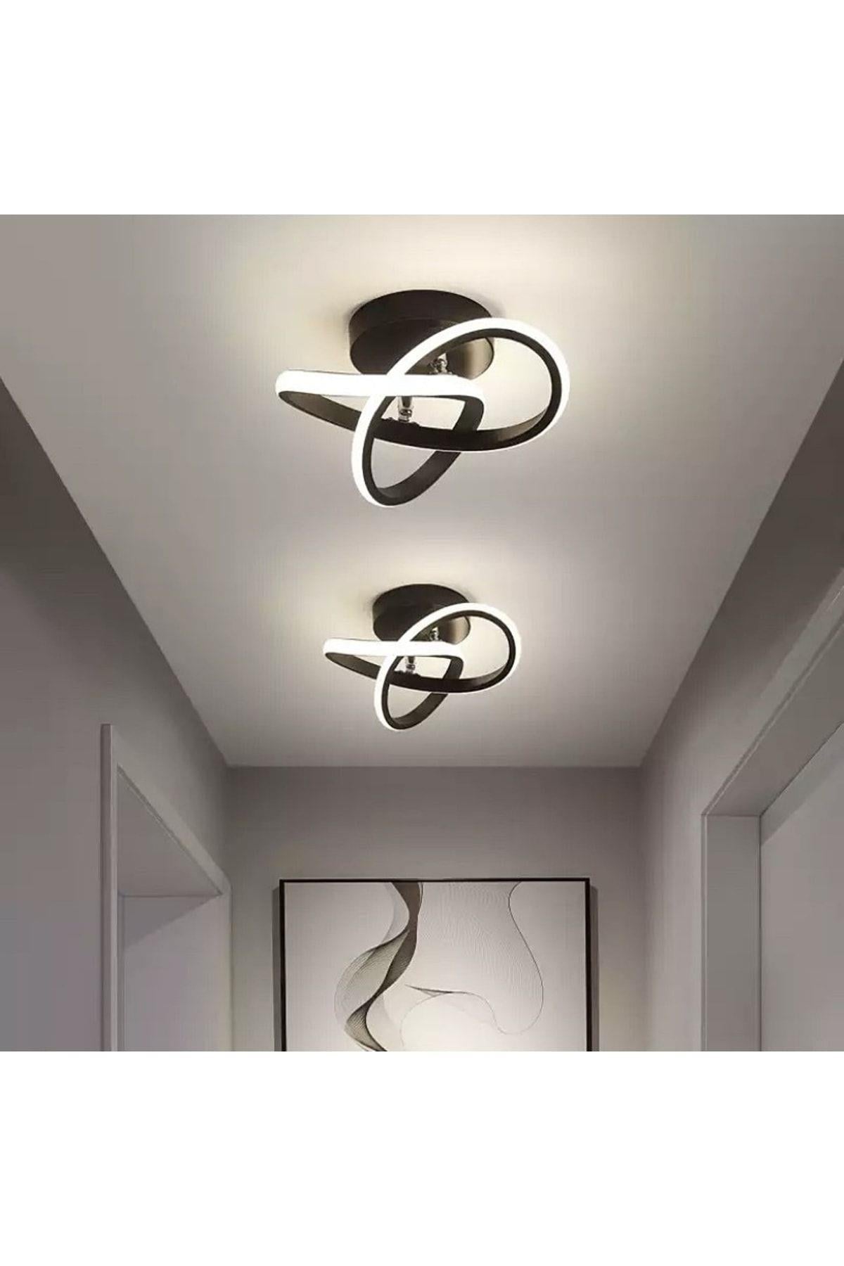 Modern Plafonyer Tavan Led Avize Koyu Kahve 2 Adet Set Fiyat Ledli Avize