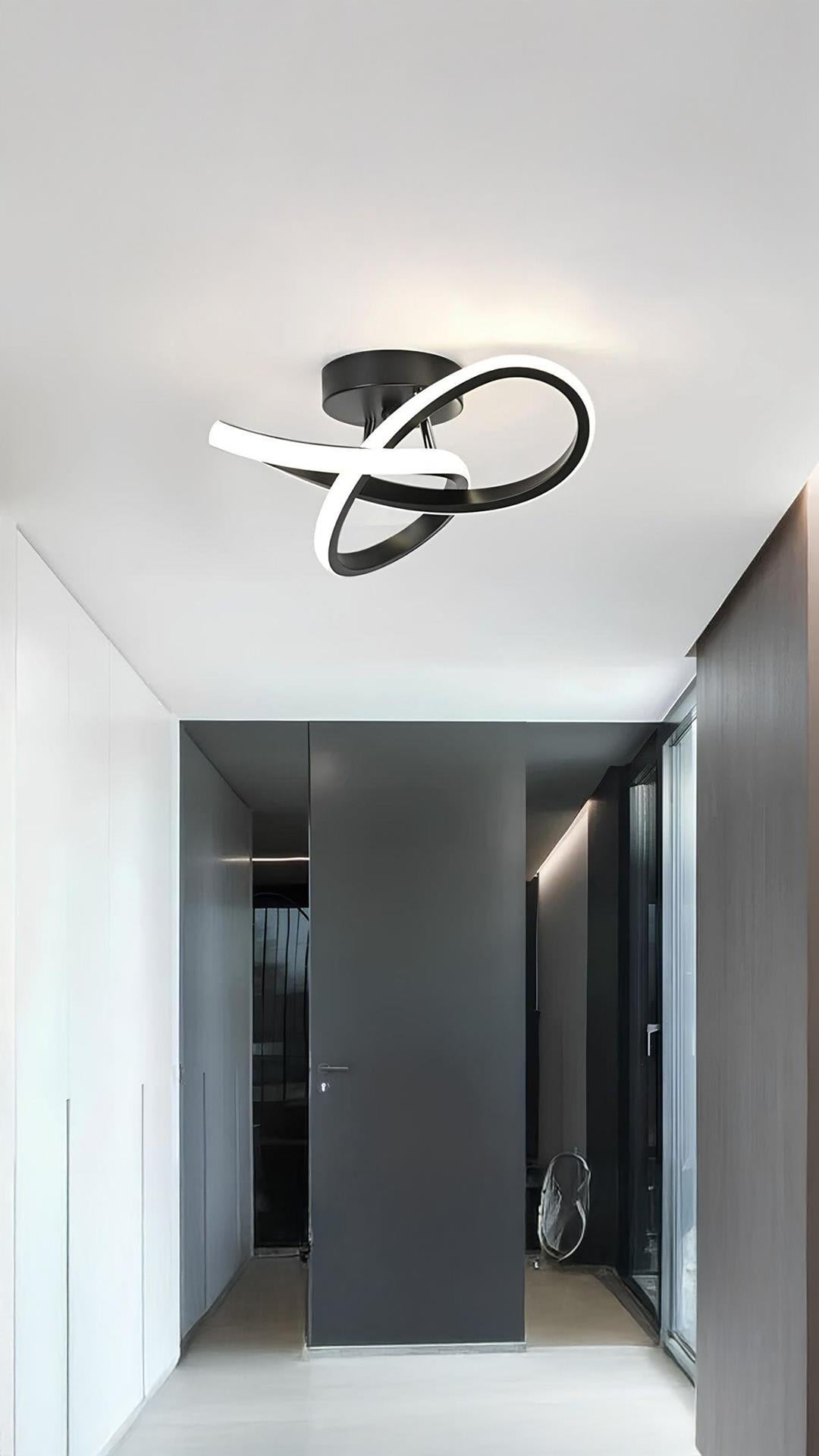 Modern Plafonyer Tavan Salon Mutfak Oturma Odası Avize Boomerang Led Avize Siyah
