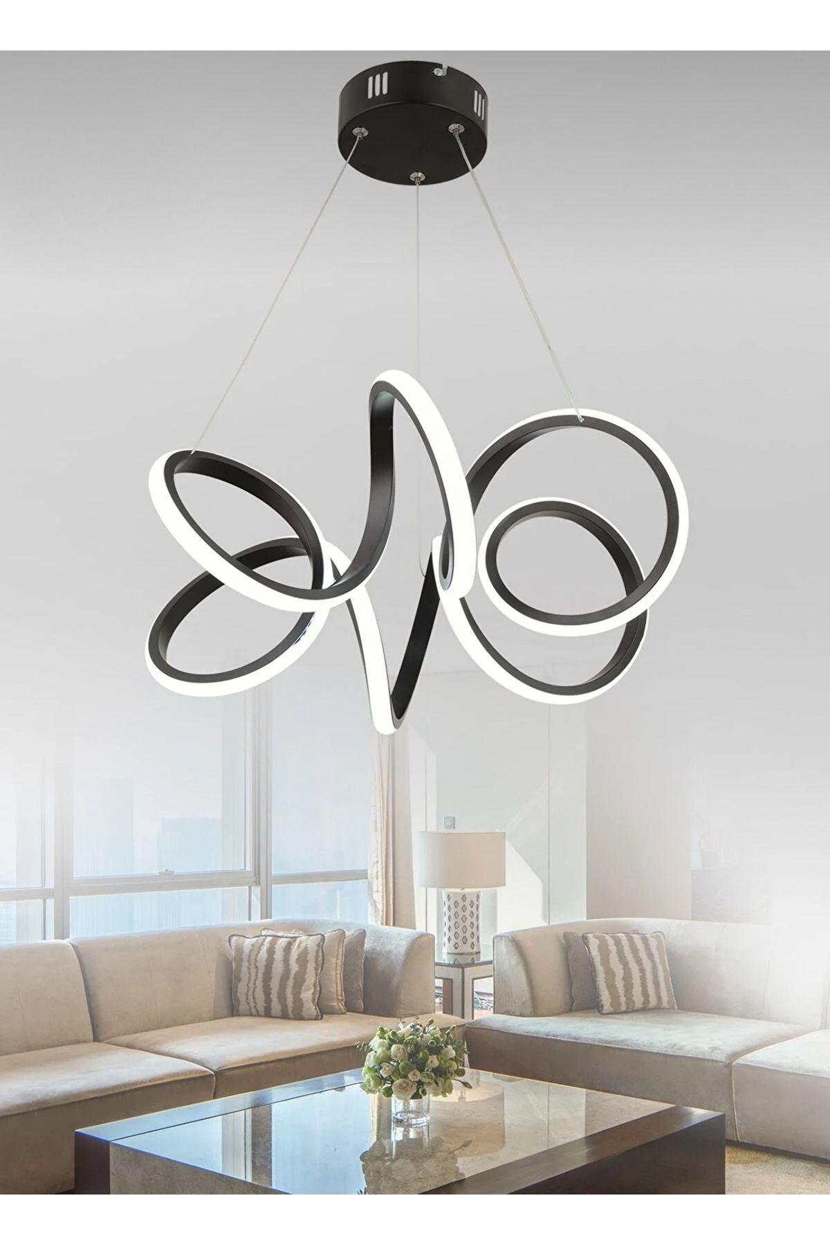 Modern Sarkıt Pagani Led Avize Salon Mutfak Ledli Avize Siyah