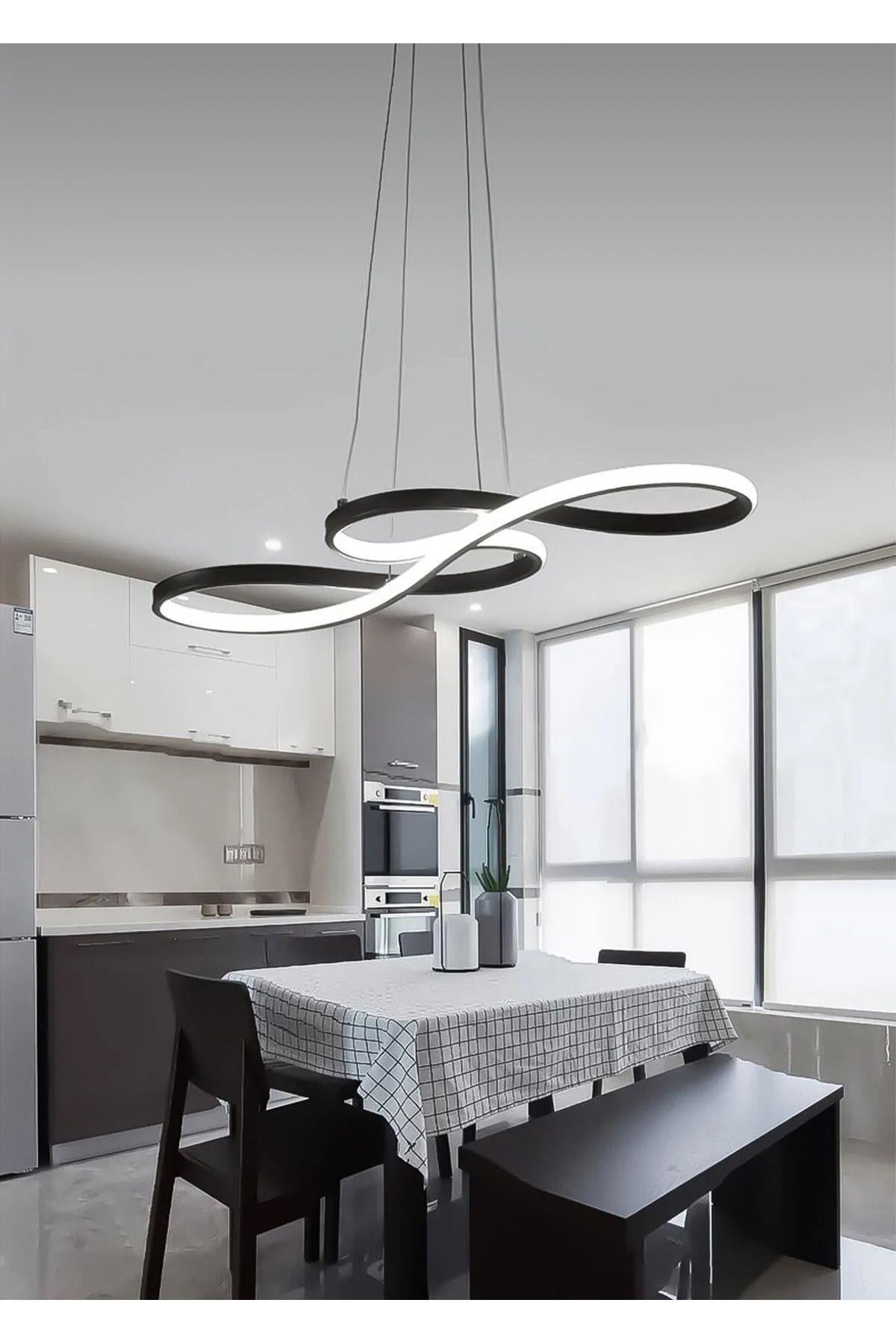 Modern Sarkıt Violino Power Led Avize Siyah