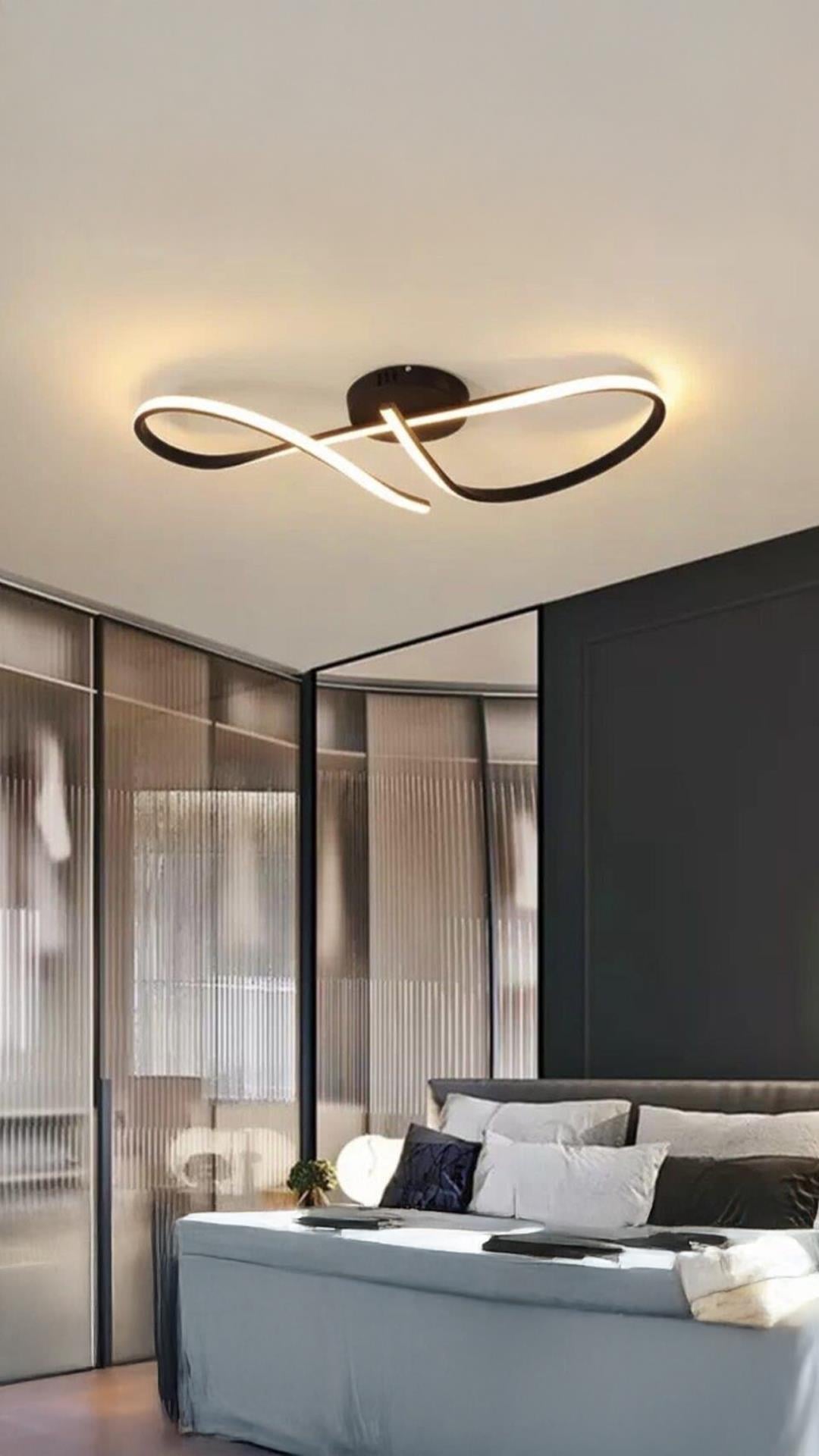 Modern Tasarım Plafonyer Led Avize Siyah 6500k Beyaz Işık